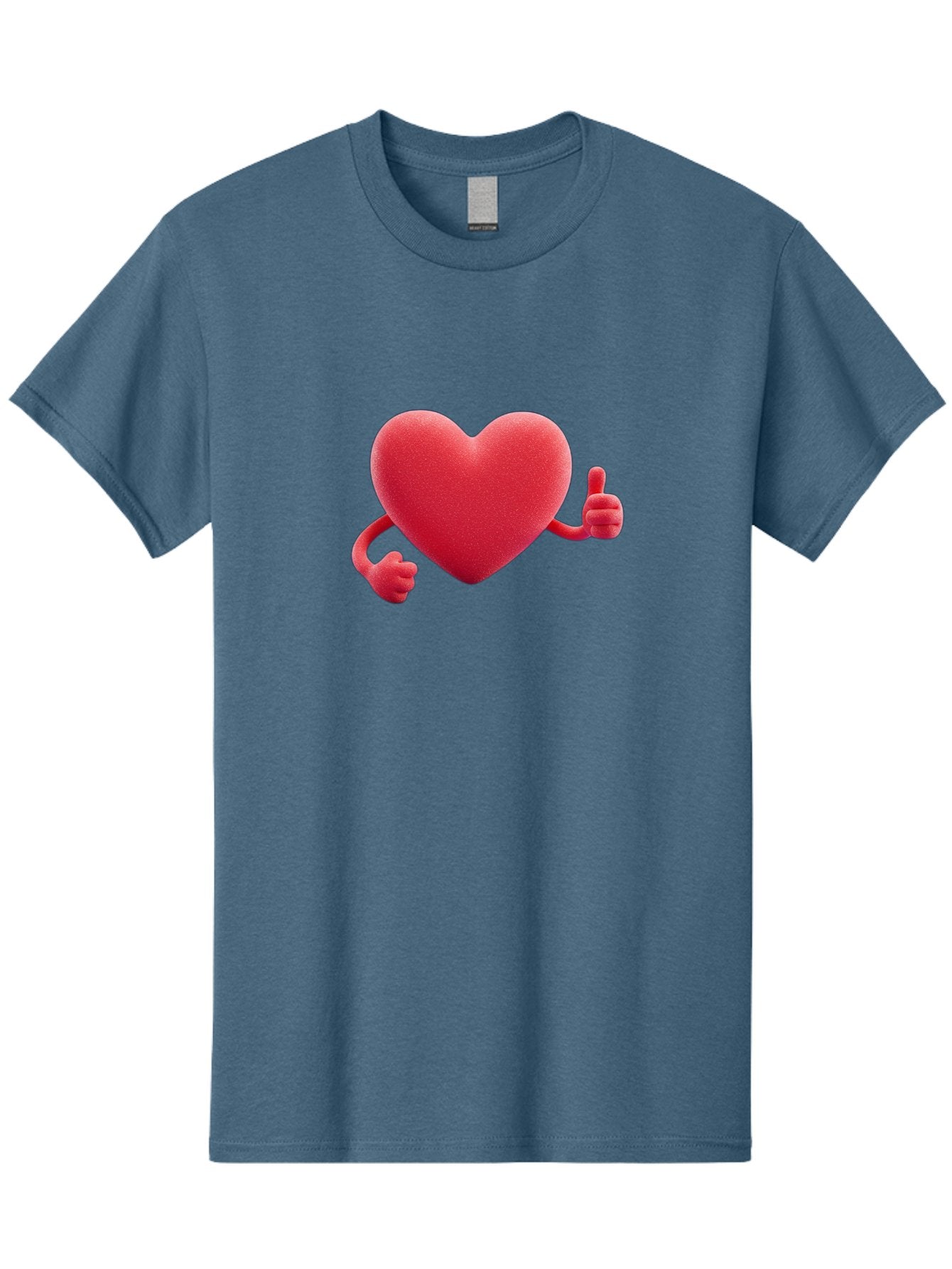 Red-Heart Men'S Graphic Tee, 100% Cotton, Comfortable Casual Summer Wear, Machine Washable, Red Heart Character, Thumbs Up Gesture, Cartoon Heart, Approval Symbol, Love Icon, Positivity, Heart Symbol, Cute Illustration, Heart Gesture Bae255 15