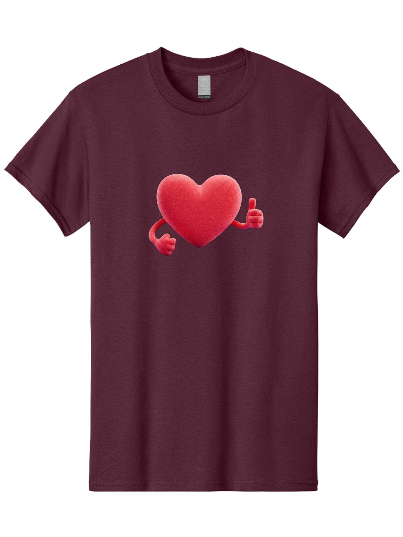 Red-Heart Men'S Graphic Tee, 100% Cotton, Comfortable Casual Summer Wear, Machine Washable, Red Heart Character, Thumbs Up Gesture, Cartoon Heart, Approval Symbol, Love Icon, Positivity, Heart Symbol, Cute Illustration, Heart Gesture Bae255 7