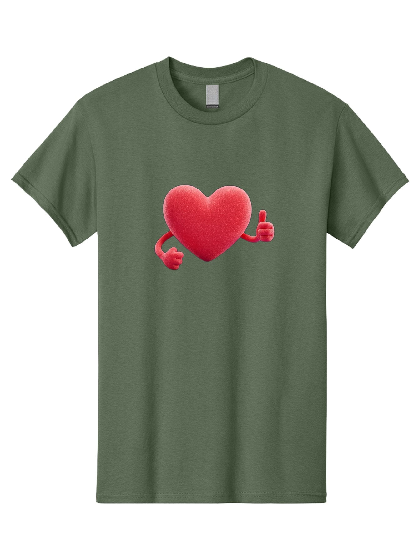 Red-Heart Men'S Graphic Tee, 100% Cotton, Comfortable Casual Summer Wear, Machine Washable, Red Heart Character, Thumbs Up Gesture, Cartoon Heart, Approval Symbol, Love Icon, Positivity, Heart Symbol, Cute Illustration, Heart Gesture Bae255 12