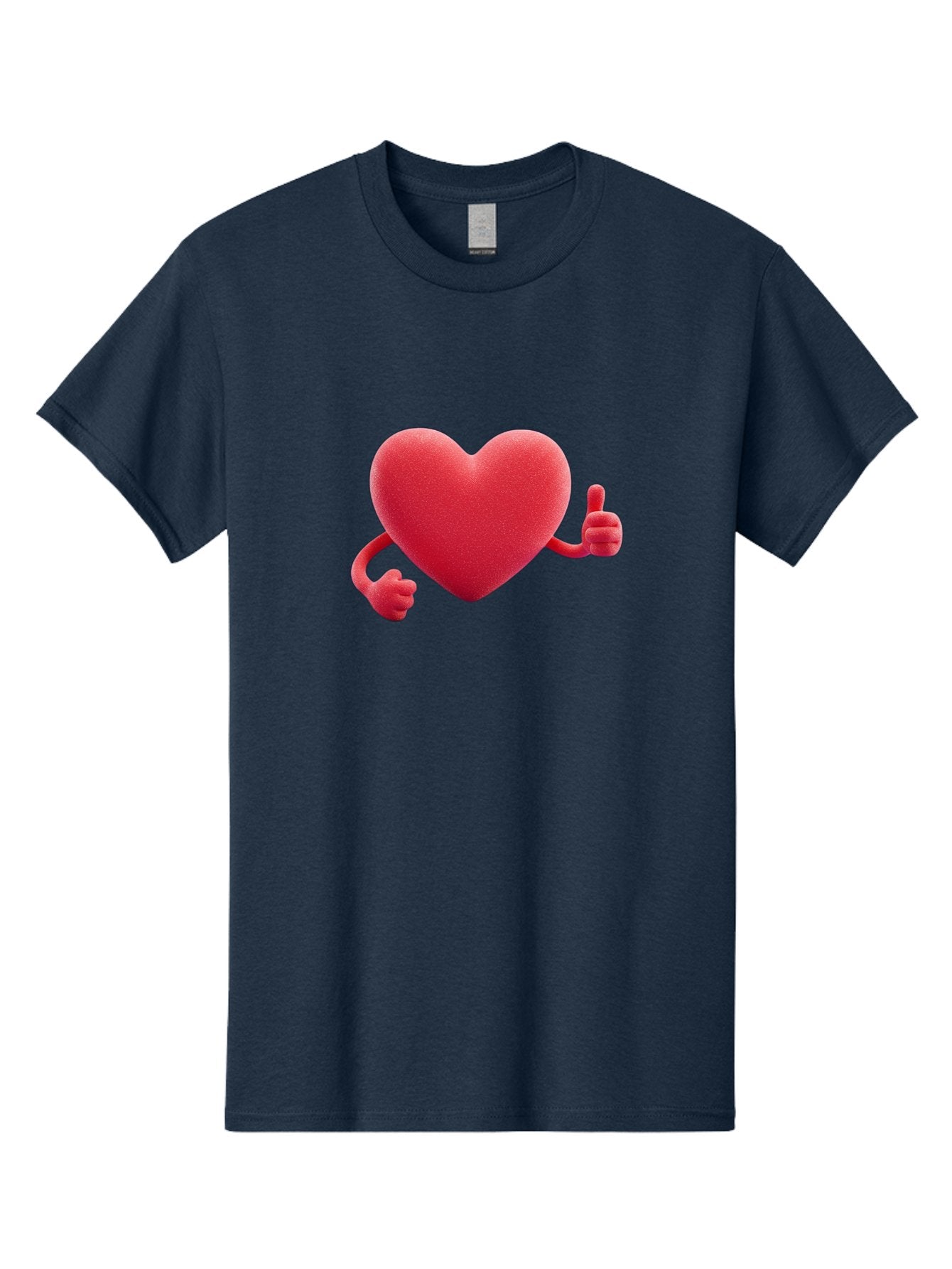 Red-Heart Men'S Graphic Tee, 100% Cotton, Comfortable Casual Summer Wear, Machine Washable, Red Heart Character, Thumbs Up Gesture, Cartoon Heart, Approval Symbol, Love Icon, Positivity, Heart Symbol, Cute Illustration, Heart Gesture Bae255 13