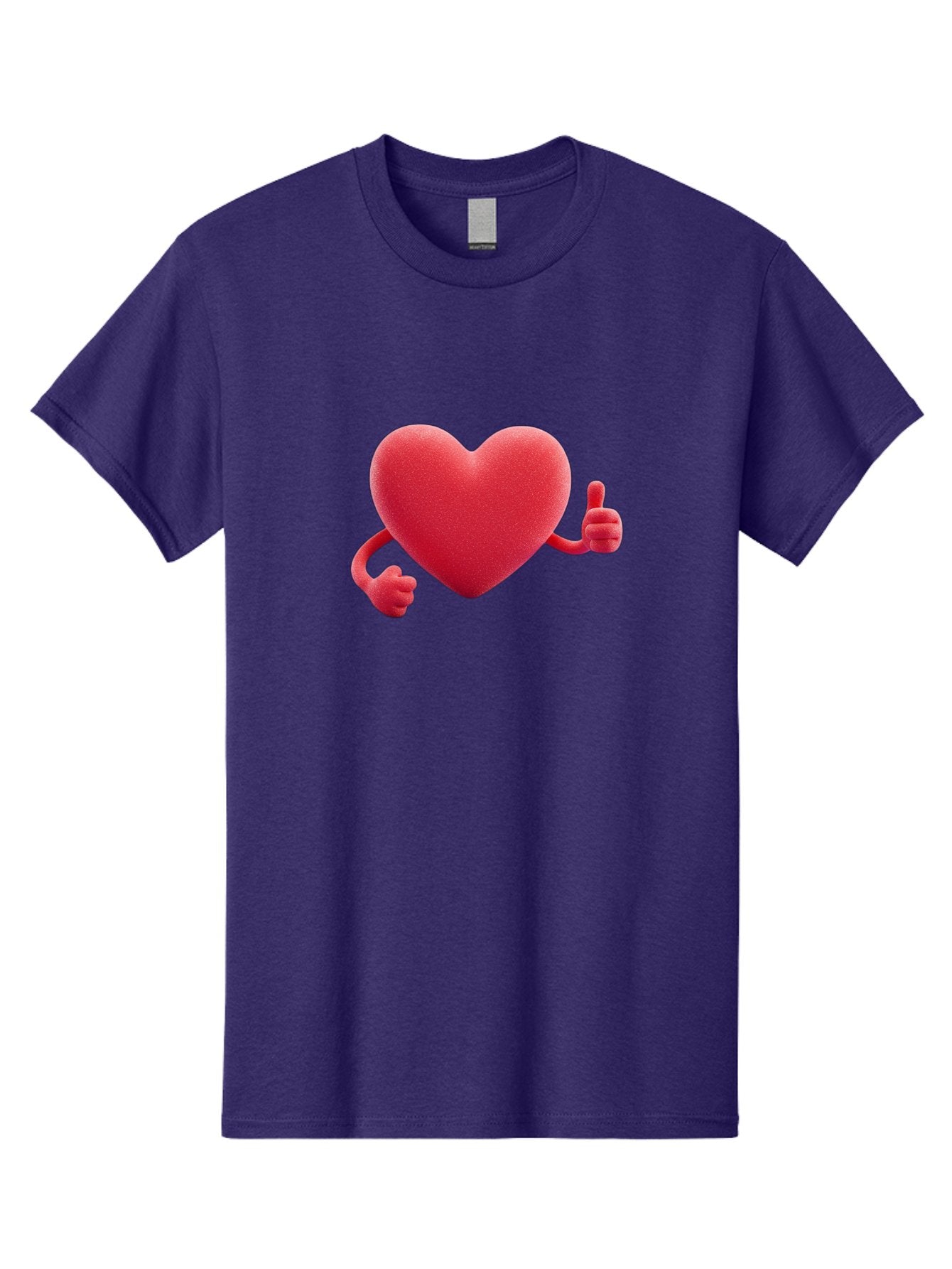 Red-Heart Men'S Graphic Tee, 100% Cotton, Comfortable Casual Summer Wear, Machine Washable, Red Heart Character, Thumbs Up Gesture, Cartoon Heart, Approval Symbol, Love Icon, Positivity, Heart Symbol, Cute Illustration, Heart Gesture Bae255