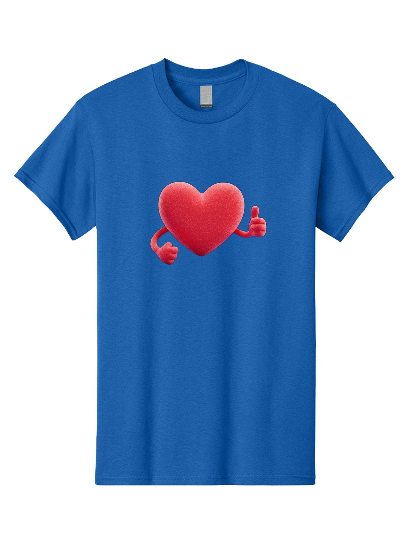 Red-Heart Men'S Graphic Tee, 100% Cotton, Comfortable Casual Summer Wear, Machine Washable, Red Heart Character, Thumbs Up Gesture, Cartoon Heart, Approval Symbol, Love Icon, Positivity, Heart Symbol, Cute Illustration, Heart Gesture Bae255 3
