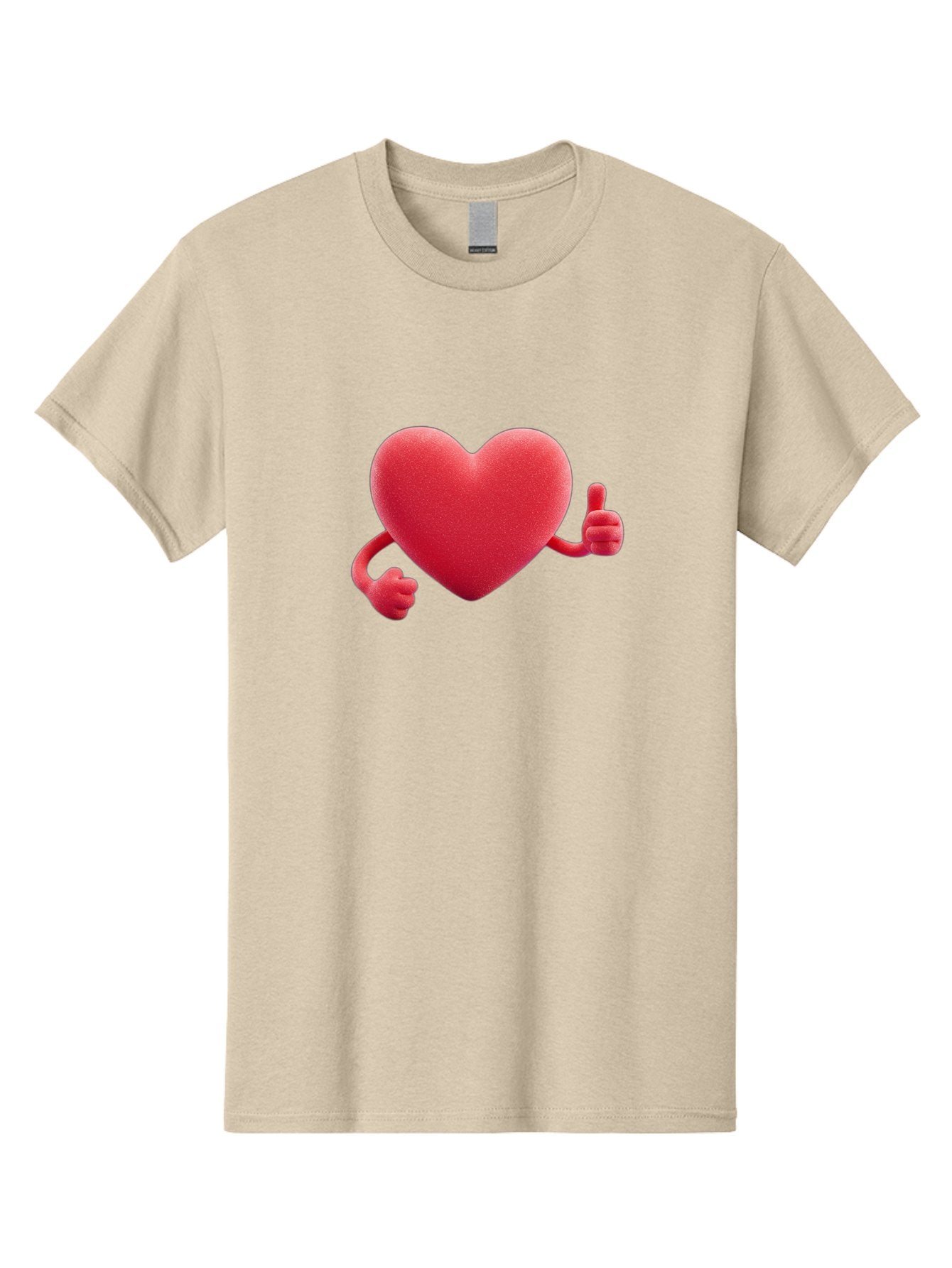 Red-Heart Men'S Graphic Tee, 100% Cotton, Comfortable Casual Summer Wear, Machine Washable, Red Heart Character, Thumbs Up Gesture, Cartoon Heart, Approval Symbol, Love Icon, Positivity, Heart Symbol, Cute Illustration, Heart Gesture Bae255 6