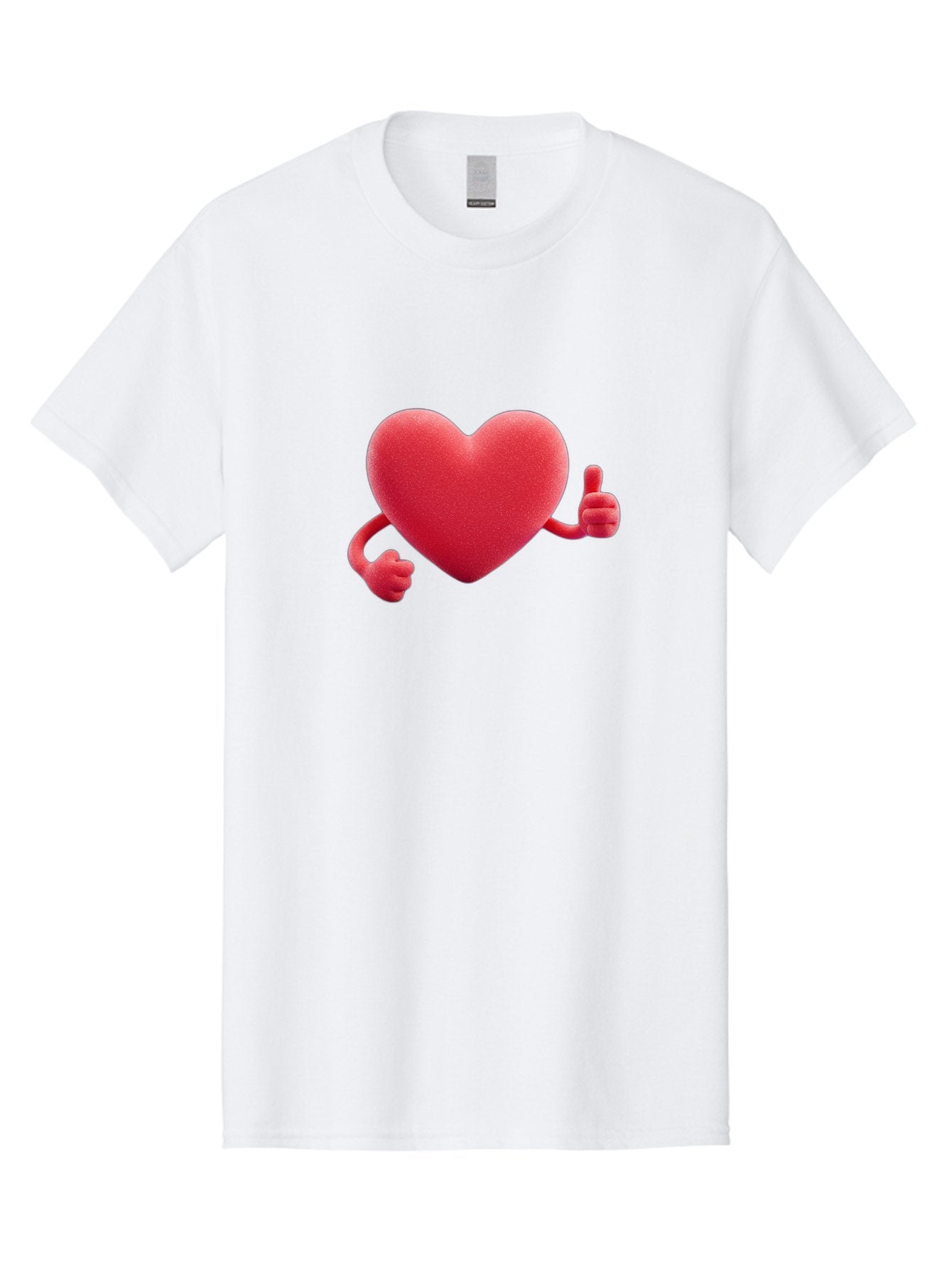 Red-Heart Men'S Graphic Tee, 100% Cotton, Comfortable Casual Summer Wear, Machine Washable, Red Heart Character, Thumbs Up Gesture, Cartoon Heart, Approval Symbol, Love Icon, Positivity, Heart Symbol, Cute Illustration, Heart Gesture Bae255 5