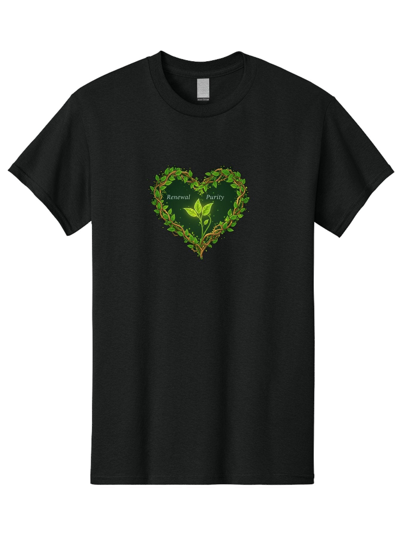 Renewal-Purity Men'S Graphic Tee, 100% Cotton, Comfortable Casual Summer Wear, Machine Washable, Heart Shape, Leaves And Vines, Renewal And Purity, Green Leaves, Natural Elements, Symbolic Heart, Spiritual Growth, Healthy Living Bae256 5