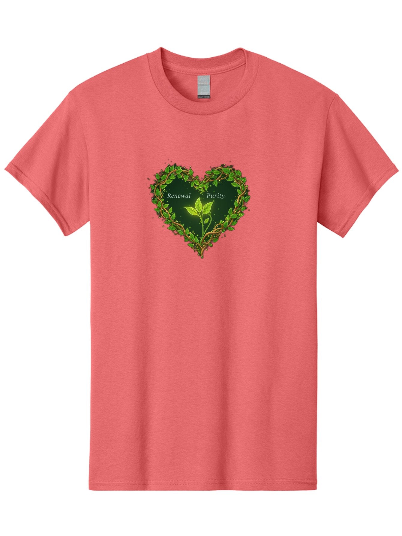 Renewal-Purity Men'S Graphic Tee, 100% Cotton, Comfortable Casual Summer Wear, Machine Washable, Heart Shape, Leaves And Vines, Renewal And Purity, Green Leaves, Natural Elements, Symbolic Heart, Spiritual Growth, Healthy Living Bae256 3