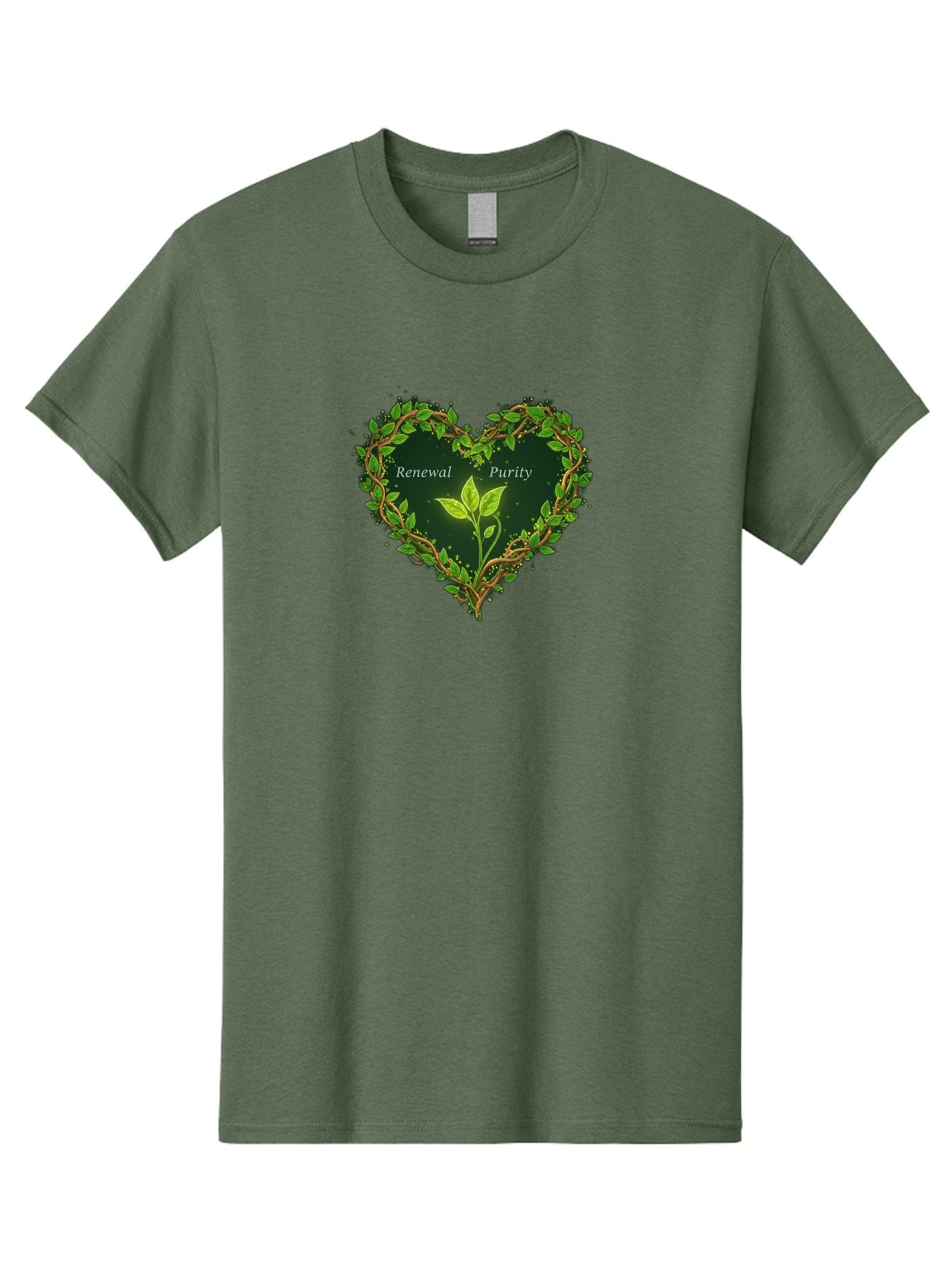 Renewal-Purity Men'S Graphic Tee, 100% Cotton, Comfortable Casual Summer Wear, Machine Washable, Heart Shape, Leaves And Vines, Renewal And Purity, Green Leaves, Natural Elements, Symbolic Heart, Spiritual Growth, Healthy Living Bae256 8