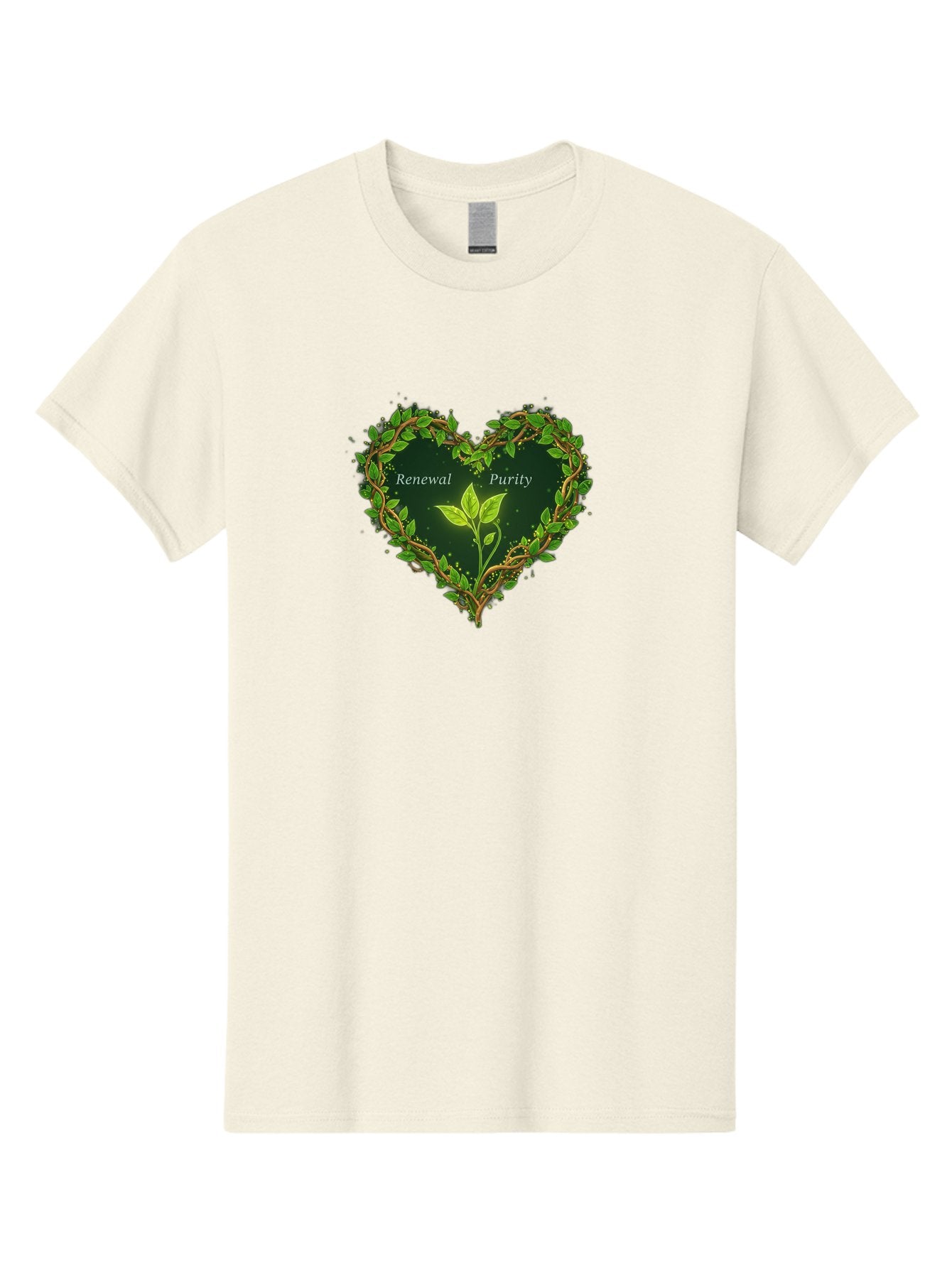 Renewal-Purity Men'S Graphic Tee, 100% Cotton, Comfortable Casual Summer Wear, Machine Washable, Heart Shape, Leaves And Vines, Renewal And Purity, Green Leaves, Natural Elements, Symbolic Heart, Spiritual Growth, Healthy Living Bae256