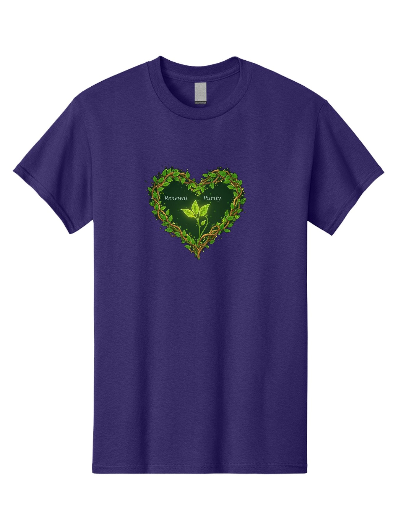 Renewal-Purity Men'S Graphic Tee, 100% Cotton, Comfortable Casual Summer Wear, Machine Washable, Heart Shape, Leaves And Vines, Renewal And Purity, Green Leaves, Natural Elements, Symbolic Heart, Spiritual Growth, Healthy Living Bae256 4