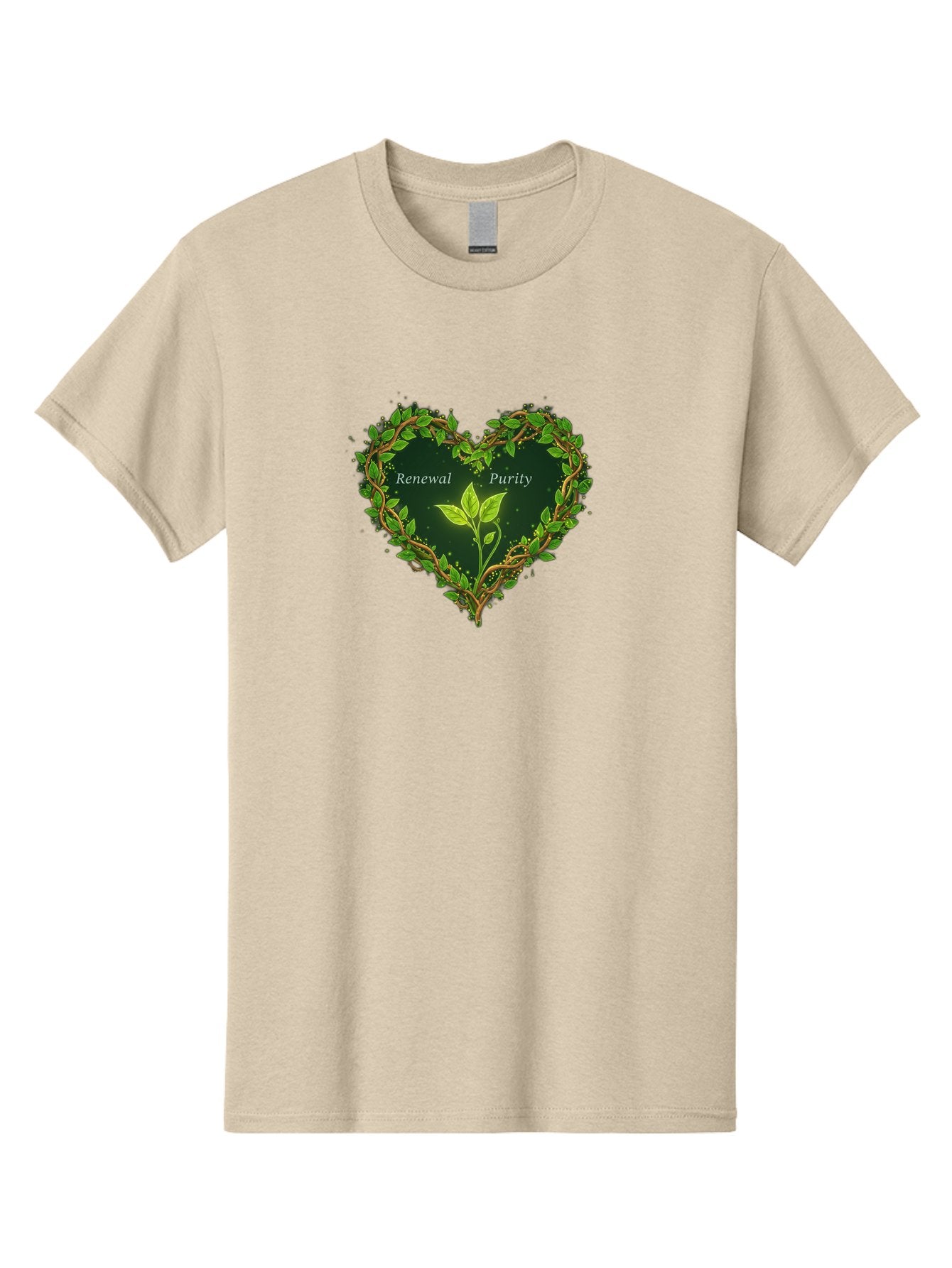 Renewal-Purity Men'S Graphic Tee, 100% Cotton, Comfortable Casual Summer Wear, Machine Washable, Heart Shape, Leaves And Vines, Renewal And Purity, Green Leaves, Natural Elements, Symbolic Heart, Spiritual Growth, Healthy Living Bae256 14