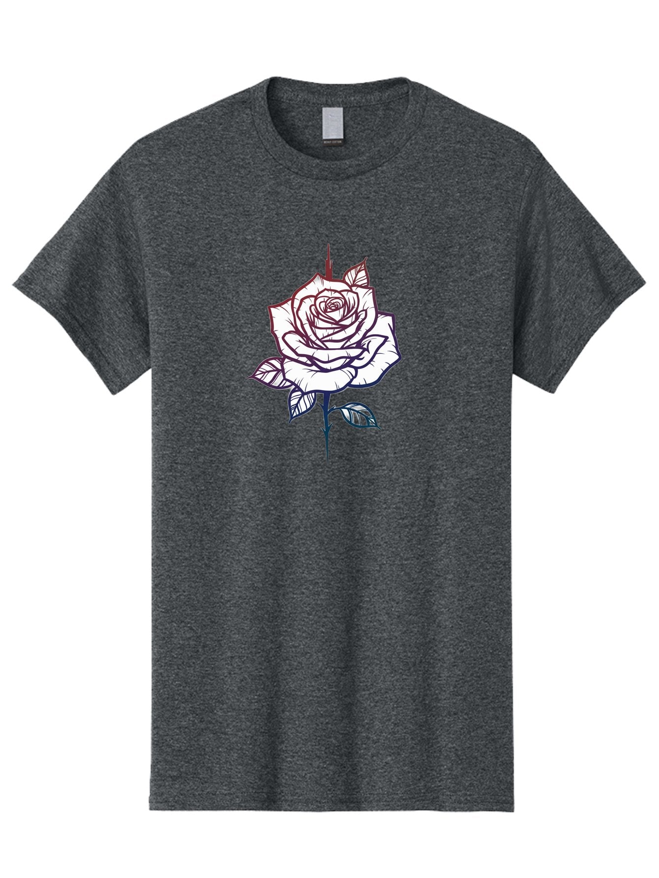 Rose-1 Men'S Graphic Tee, 100% Cotton, Comfortable Casual Summer Wear, Machine Washable, Black And White Rose Illustration, Tattoo Style Rose, Minimalist Design, Elegant Floral Art, Dark Linework, Rose Silhouette, Simple Yet Striking Bae257 15