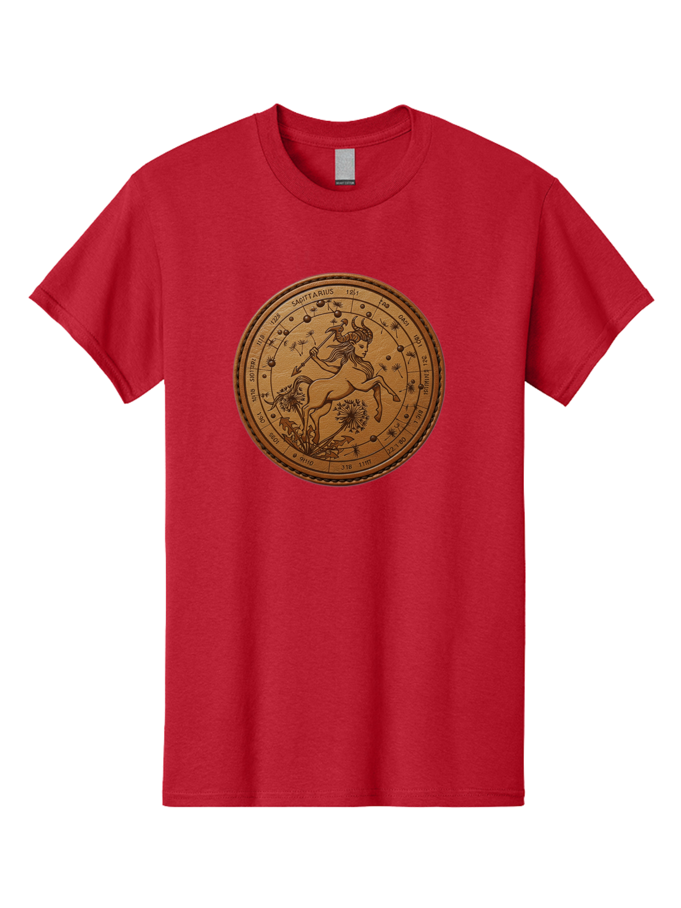 Sagittarius Men'S Graphic Tee, 100% Cotton, Comfortable Casual Summer Wear, Machine Washable, Sagittarius Zodiac Sign, Centaur Archer, Astrology Symbol, Horoscope Illustration, Dandelion Flowers, Celestial Map, Ancient Mythology, Mystical Art Bae263