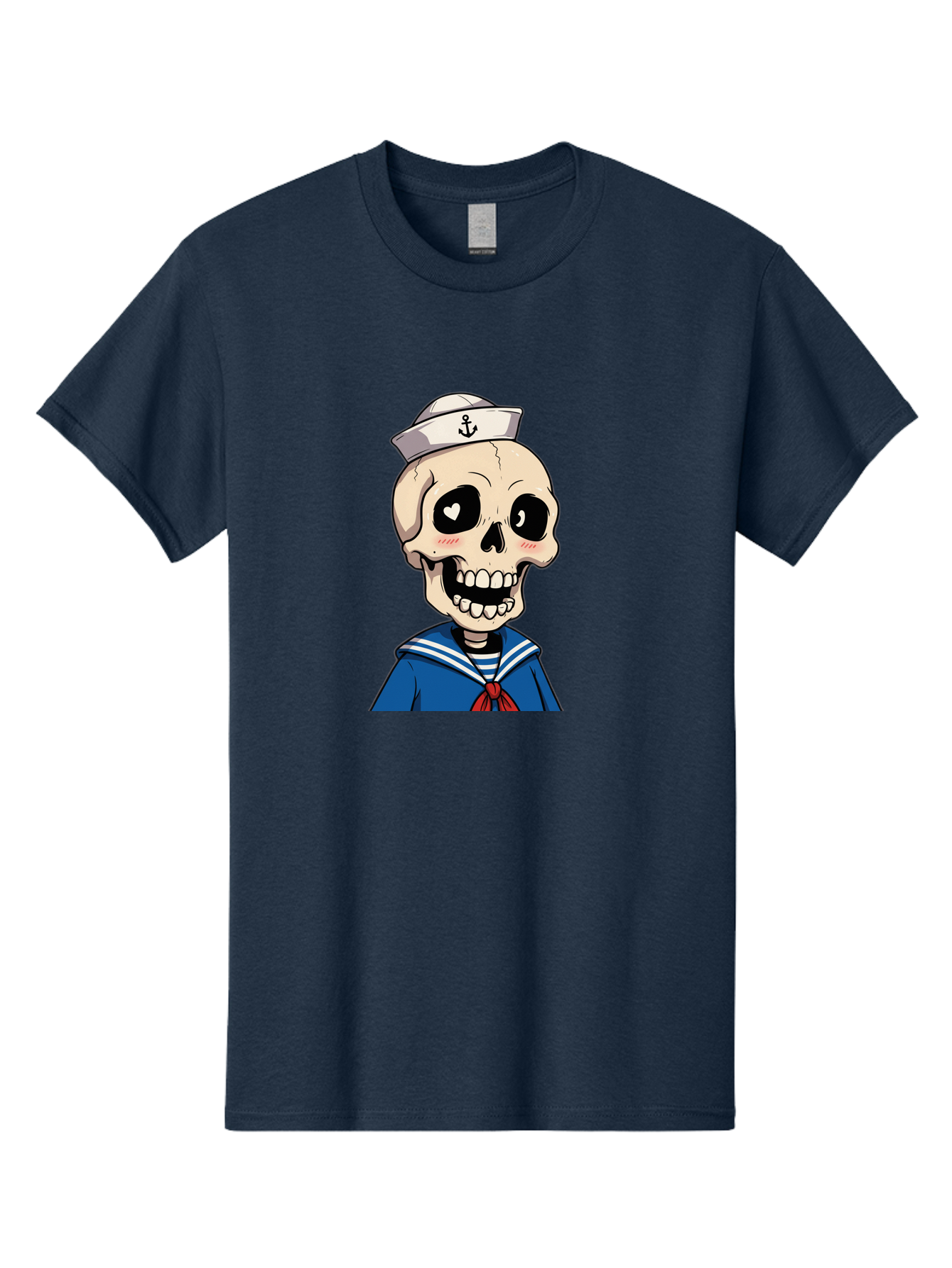 Sailor-Skull Men'S Graphic Tee, 100% Cotton, Comfortable Casual Summer Wear, Machine Washable, Cartoon Skull, Sailor Costume, Nautical Theme, Heart-Shaped Eye, Charming Smile, Kawaii Style, Quirky Character, Skeletal Figure, Anchor Hat, Bae264 14
