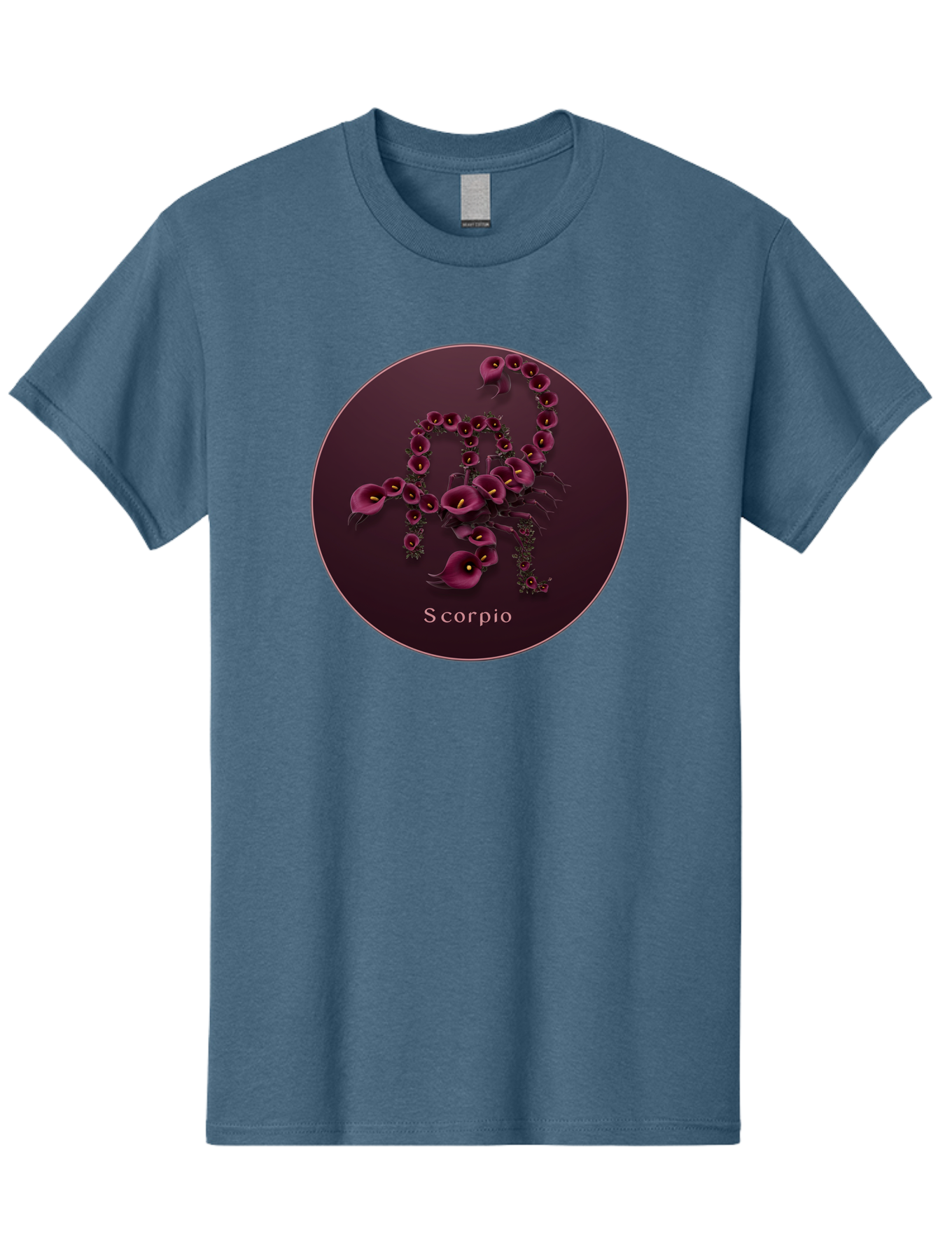 Scorpio Men'S Graphic Tee, 100% Cotton, Comfortable Casual Summer Wear, Machine Washable, Scorpion Symbol, Calla Lily Flowers, Floral Arrangement, Dark Pink Blooms, Astrology Sign, Zodiac Symbol, Scorpio, Mysterious Design, Elegant Flowers Bae268 9