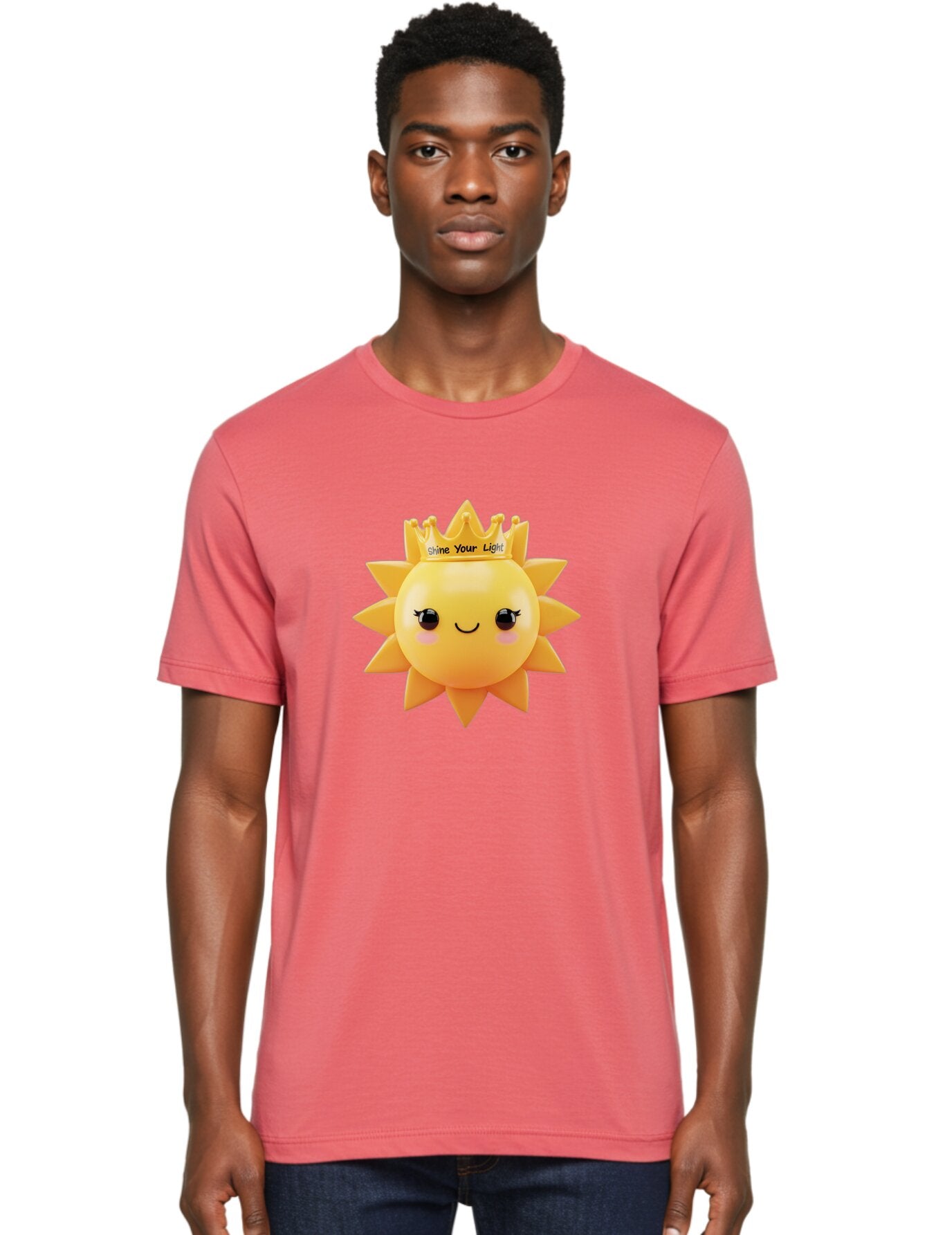 Shine-Your-Light-Sun Men'S Graphic Tee, 100% Cotton, Comfortable Casual Summer Wear, Machine Washable, Smiling Sun Figurine, Inspirational Quote, Motivational Message, Positive Affirmation, Shine Your Light, Cute Cartoon Character, Happy Face, Bae274 20
