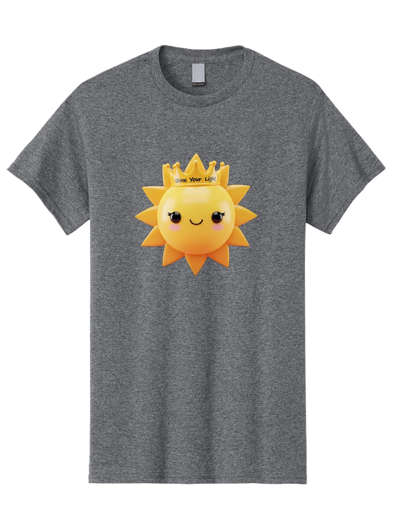 Shine-Your-Light-Sun Men'S Graphic Tee, 100% Cotton, Comfortable Casual Summer Wear, Machine Washable, Smiling Sun Figurine, Inspirational Quote, Motivational Message, Positive Affirmation, Shine Your Light, Cute Cartoon Character, Happy Face, Bae274