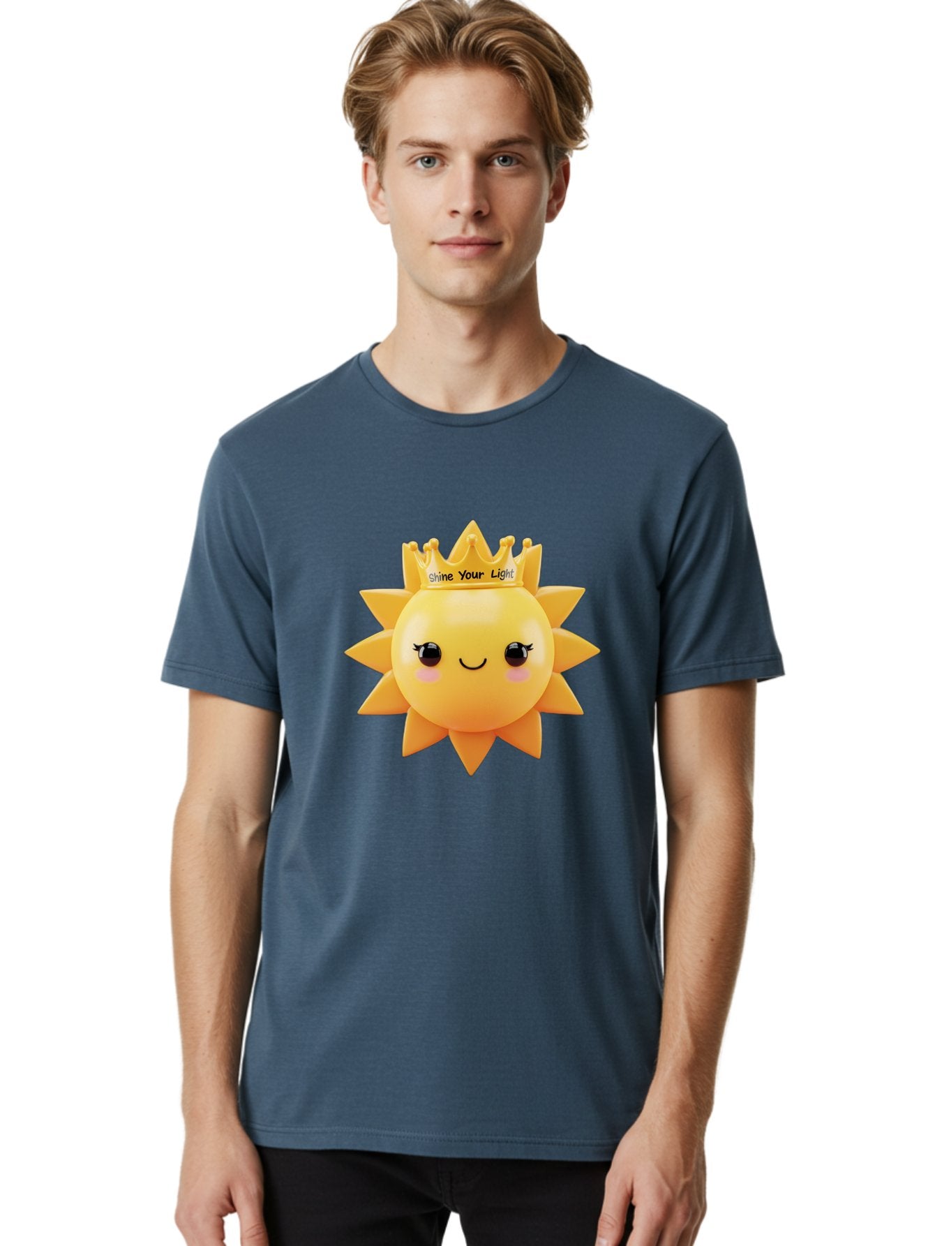 Shine-Your-Light-Sun Men'S Graphic Tee, 100% Cotton, Comfortable Casual Summer Wear, Machine Washable, Smiling Sun Figurine, Inspirational Quote, Motivational Message, Positive Affirmation, Shine Your Light, Cute Cartoon Character, Happy Face, Bae274 27
