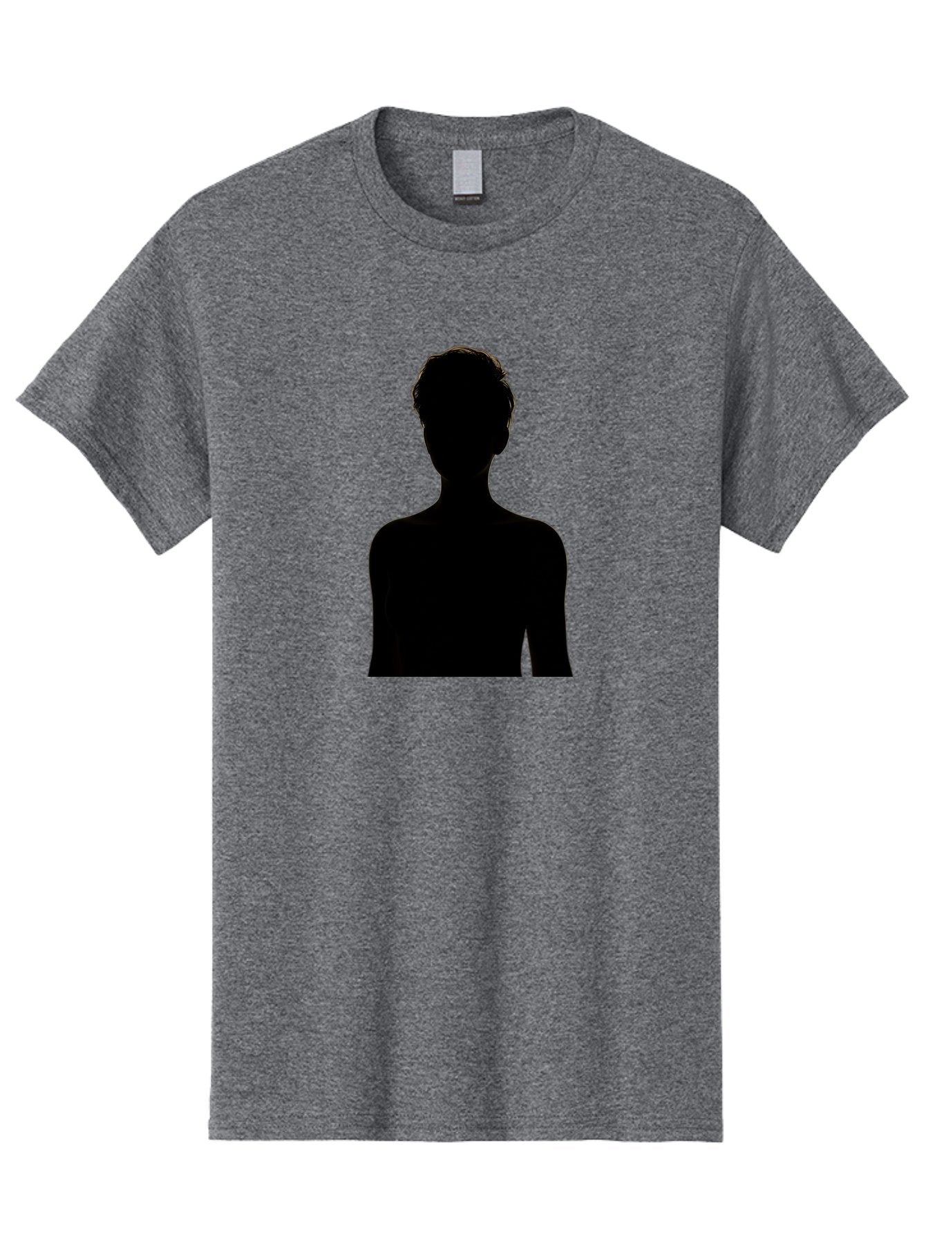 Silhouette-Of-A-Person Men'S Graphic Tee, 100% Cotton, Comfortable Casual Summer Wear, Machine Washable, Female Silhouette, Black Silhouette, Woman Figure, Mysterious Woman, Short Hair, Elegant Posture, Minimalistic Design, Modern Art Bae276