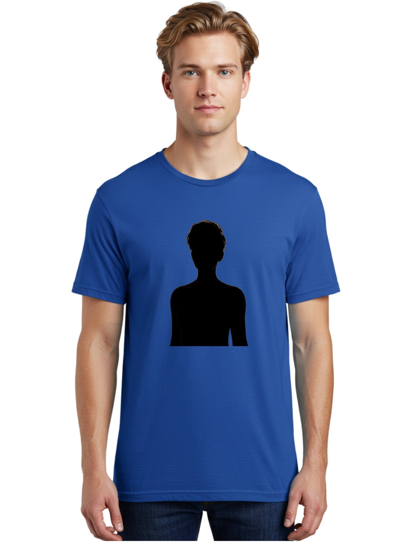 Silhouette-Of-A-Person Men'S Graphic Tee, 100% Cotton, Comfortable Casual Summer Wear, Machine Washable, Female Silhouette, Black Silhouette, Woman Figure, Mysterious Woman, Short Hair, Elegant Posture, Minimalistic Design, Modern Art Bae276 26