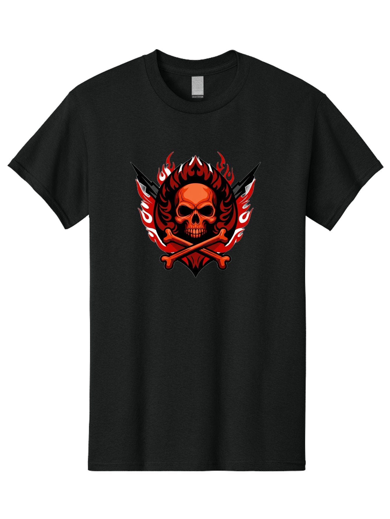 Skull-And-Crossbones-Jolly-Roger Men'S Graphic Tee, 100% Cotton, Comfortable Casual Summer Wear, Machine Washable, Skull And Crossbones, Fiery Design, Daggers, Skull Art, Crossbones Symbol, Bold Graphics, Edgy Style, Gothic Elements Bae277 6