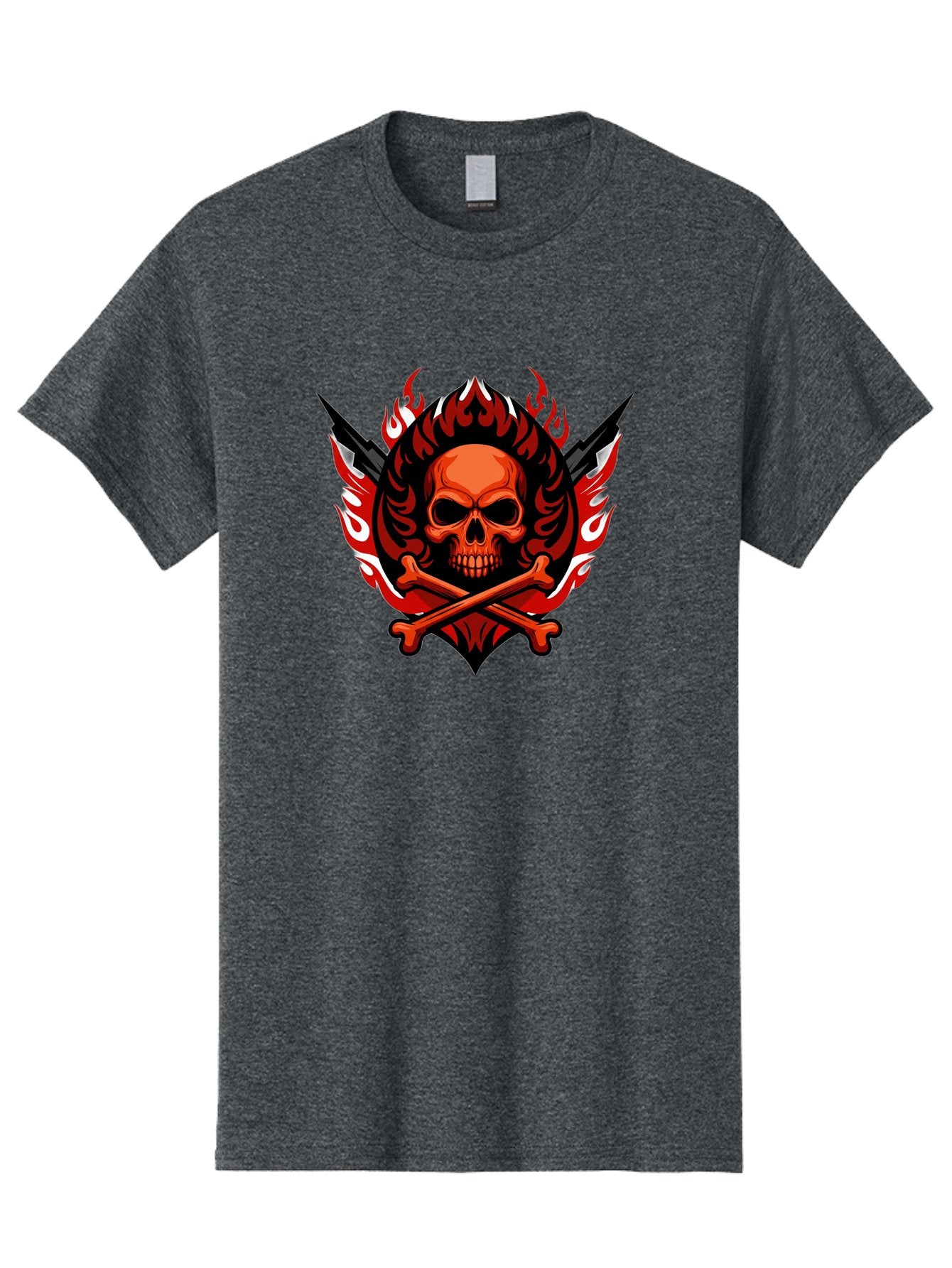 Skull-And-Crossbones-Jolly-Roger Men'S Graphic Tee, 100% Cotton, Comfortable Casual Summer Wear, Machine Washable, Skull And Crossbones, Fiery Design, Daggers, Skull Art, Crossbones Symbol, Bold Graphics, Edgy Style, Gothic Elements Bae277 11