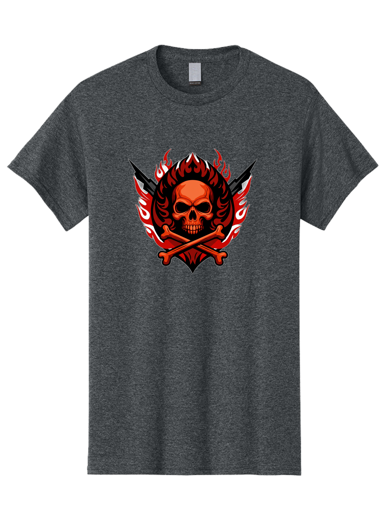 Skull-And-Crossbones-Jolly-Roger Men'S Graphic Tee, 100% Cotton, Comfortable Casual Summer Wear, Machine Washable, Skull And Crossbones, Fiery Design, Daggers, Skull Art, Crossbones Symbol, Bold Graphics, Edgy Style, Gothic Elements Bae277 4