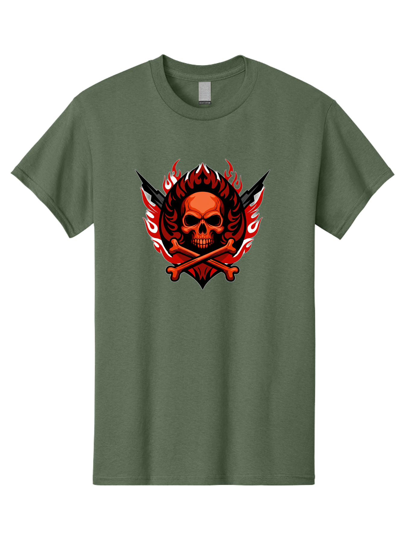 Skull-And-Crossbones-Jolly-Roger Men'S Graphic Tee, 100% Cotton, Comfortable Casual Summer Wear, Machine Washable, Skull And Crossbones, Fiery Design, Daggers, Skull Art, Crossbones Symbol, Bold Graphics, Edgy Style, Gothic Elements Bae277 6
