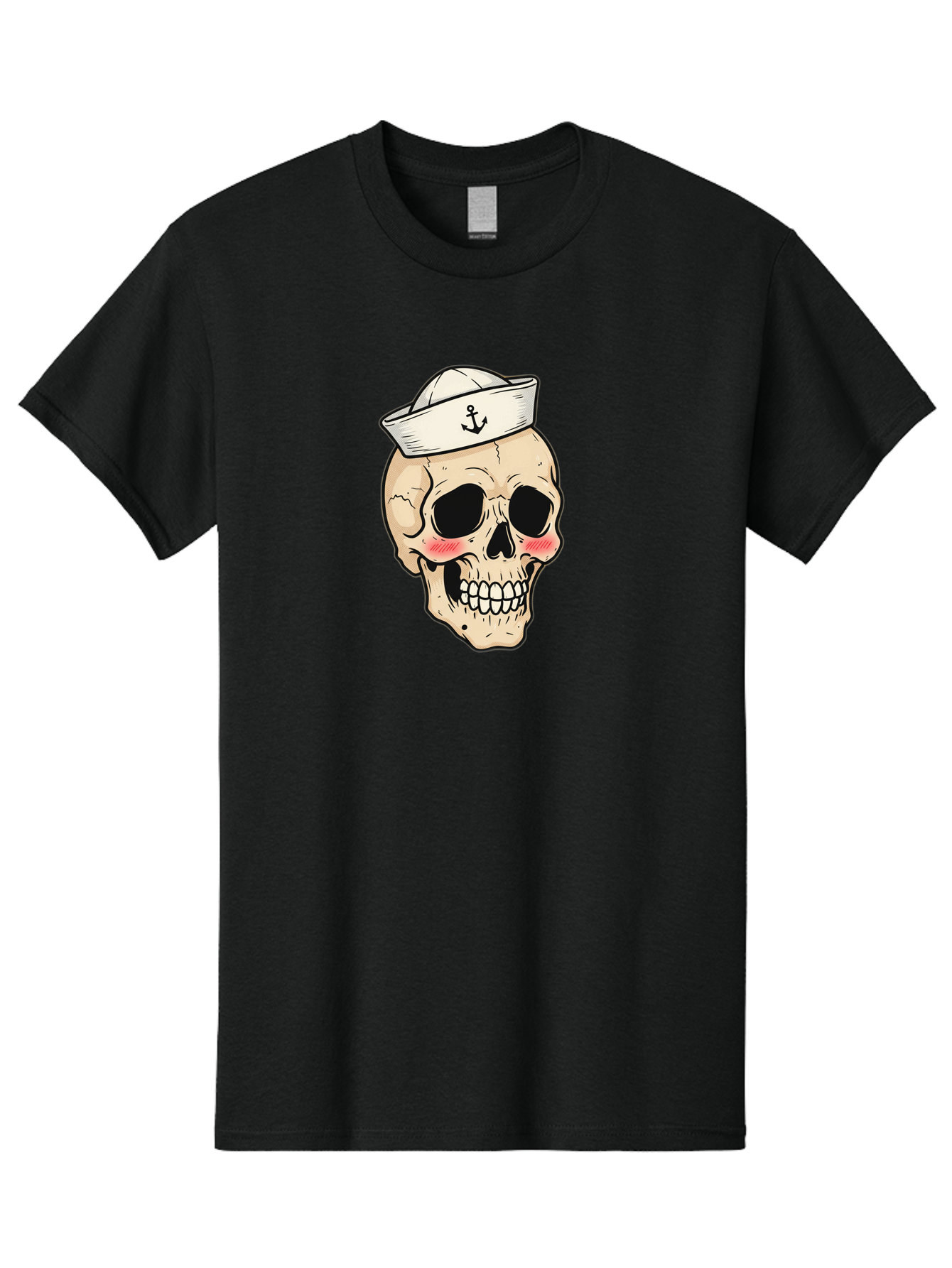 Skull-Sailor Men'S Graphic Tee, 100% Cotton, Comfortable Casual Summer Wear, Machine Washable, Skull Wearing Sailor Hat, Anchor Emblem, Cartoonish Grinning Skull, Nautical Theme, Kawaii Skull, Sailor Skull, Mermaid Skull, Skeleton Face, Bae278 13