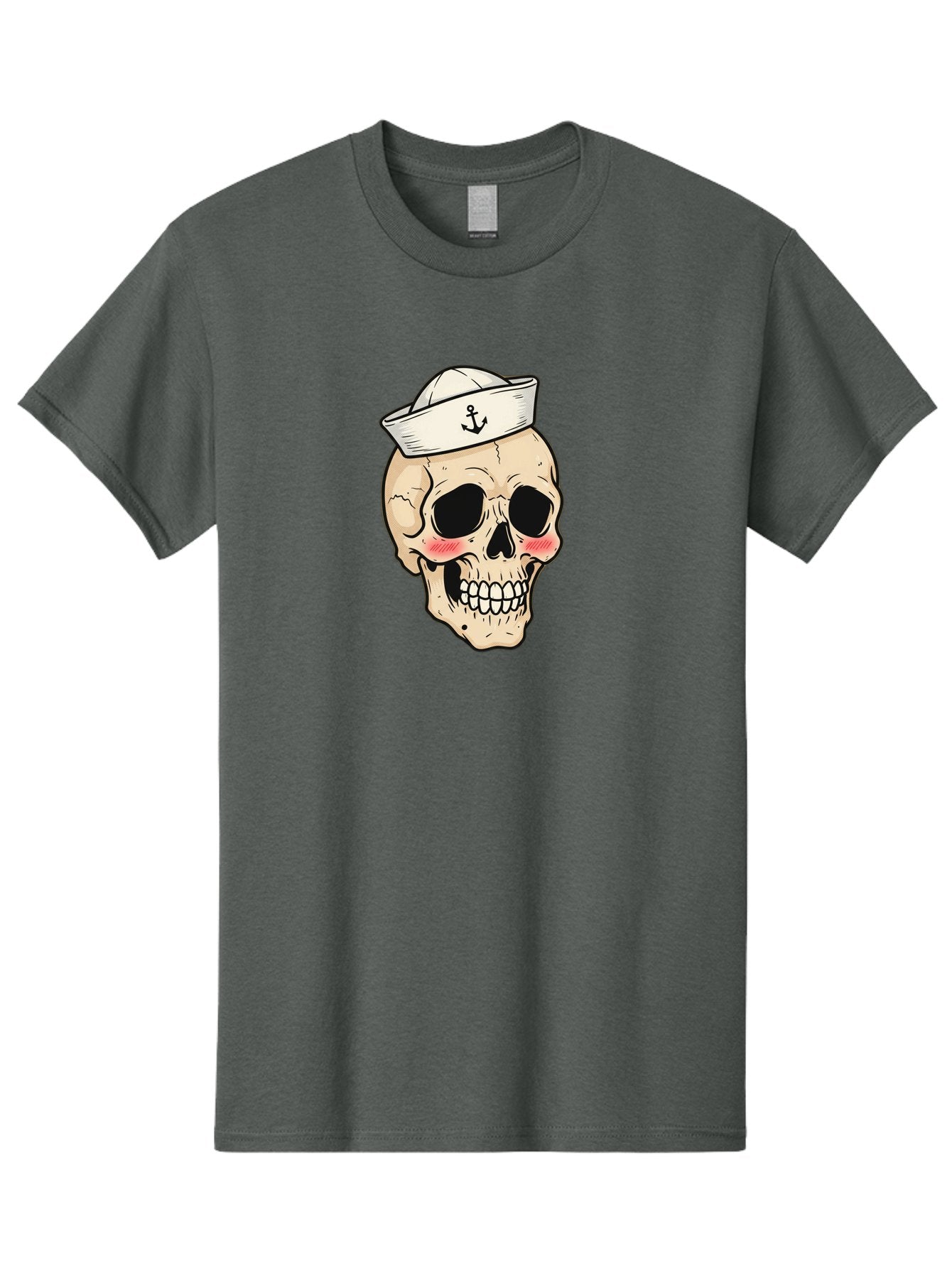 Skull-Sailor Men'S Graphic Tee, 100% Cotton, Comfortable Casual Summer Wear, Machine Washable, Skull Wearing Sailor Hat, Anchor Emblem, Cartoonish Grinning Skull, Nautical Theme, Kawaii Skull, Sailor Skull, Mermaid Skull, Skeleton Face, Bae278 12