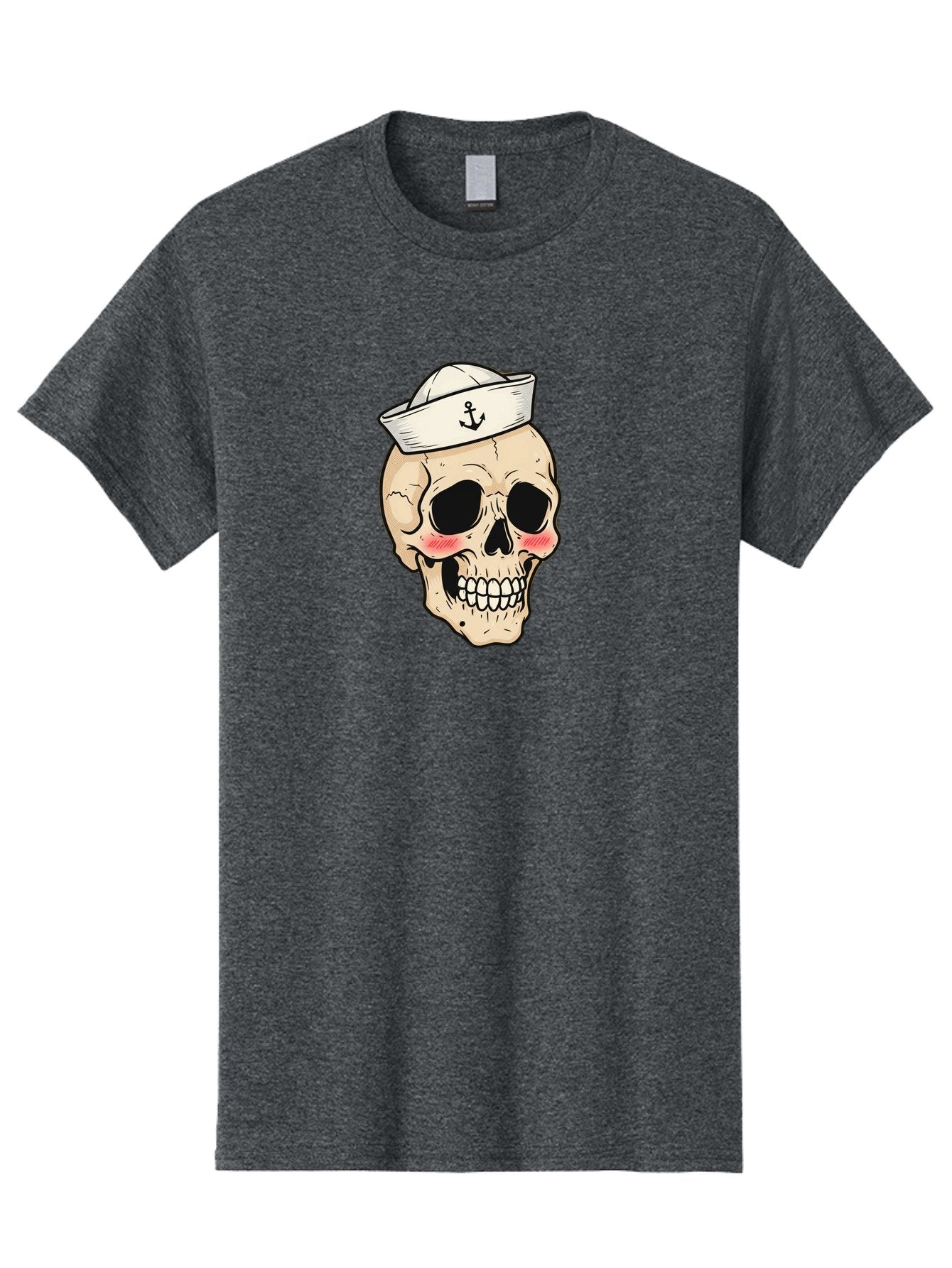 Skull-Sailor Men'S Graphic Tee, 100% Cotton, Comfortable Casual Summer Wear, Machine Washable, Skull Wearing Sailor Hat, Anchor Emblem, Cartoonish Grinning Skull, Nautical Theme, Kawaii Skull, Sailor Skull, Mermaid Skull, Skeleton Face, Bae278 5