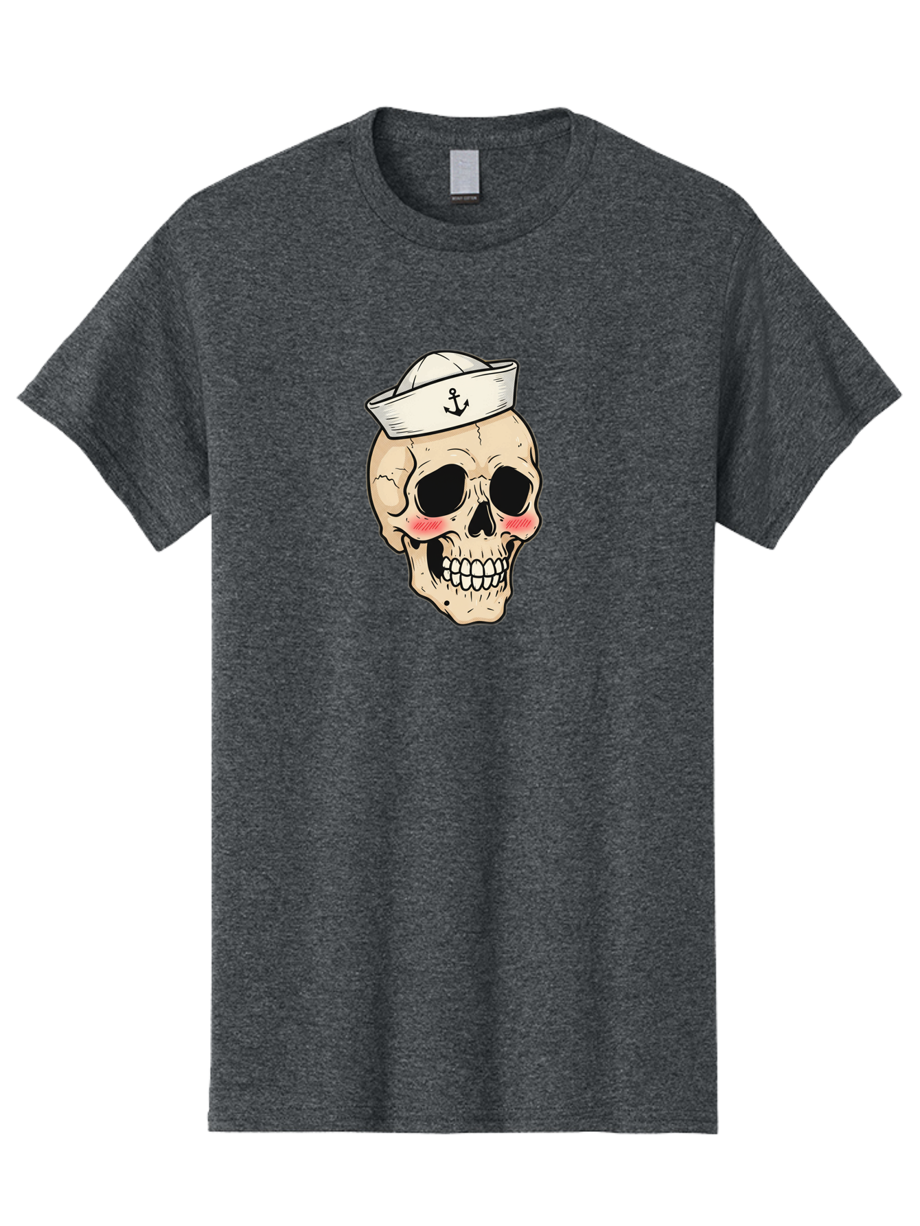 Skull-Sailor Men'S Graphic Tee, 100% Cotton, Comfortable Casual Summer Wear, Machine Washable, Skull Wearing Sailor Hat, Anchor Emblem, Cartoonish Grinning Skull, Nautical Theme, Kawaii Skull, Sailor Skull, Mermaid Skull, Skeleton Face, Bae278 8
