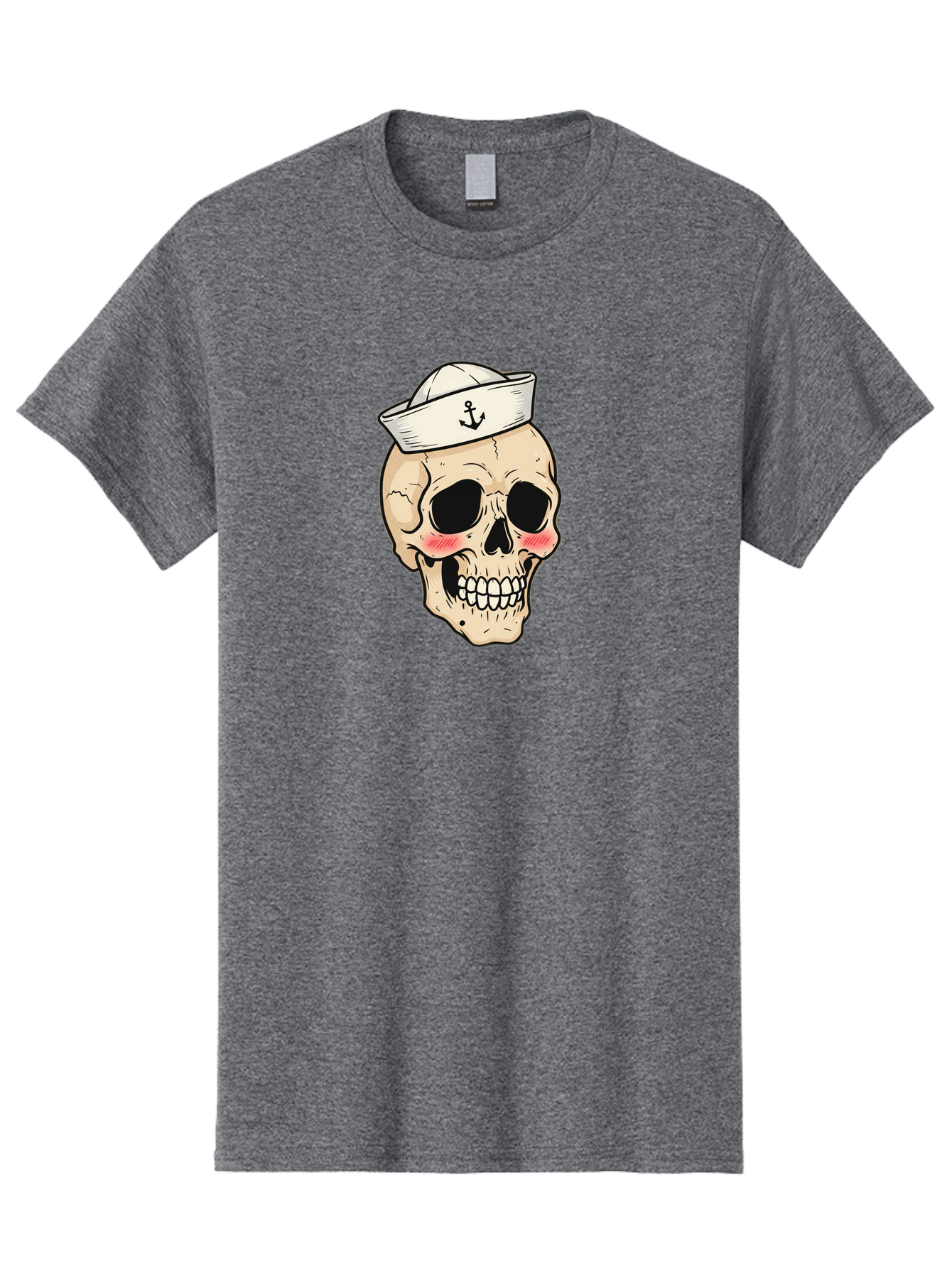 Skull-Sailor Men'S Graphic Tee, 100% Cotton, Comfortable Casual Summer Wear, Machine Washable, Skull Wearing Sailor Hat, Anchor Emblem, Cartoonish Grinning Skull, Nautical Theme, Kawaii Skull, Sailor Skull, Mermaid Skull, Skeleton Face, Bae278 4