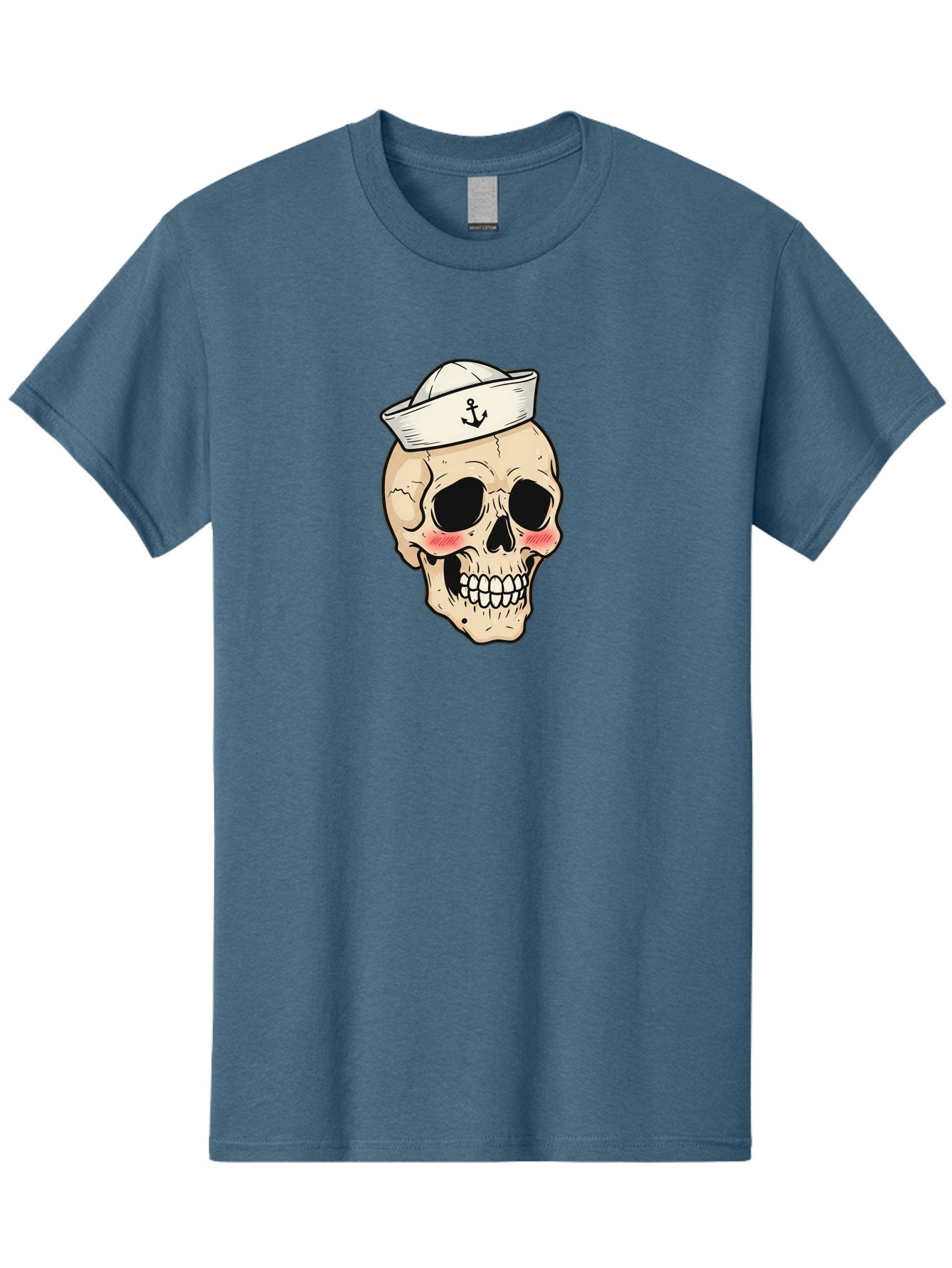 Skull-Sailor Men'S Graphic Tee, 100% Cotton, Comfortable Casual Summer Wear, Machine Washable, Skull Wearing Sailor Hat, Anchor Emblem, Cartoonish Grinning Skull, Nautical Theme, Kawaii Skull, Sailor Skull, Mermaid Skull, Skeleton Face, Bae278 8