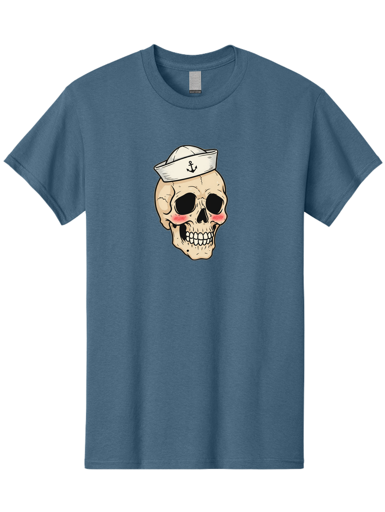 Skull-Sailor Men'S Graphic Tee, 100% Cotton, Comfortable Casual Summer Wear, Machine Washable, Skull Wearing Sailor Hat, Anchor Emblem, Cartoonish Grinning Skull, Nautical Theme, Kawaii Skull, Sailor Skull, Mermaid Skull, Skeleton Face, Bae278 6