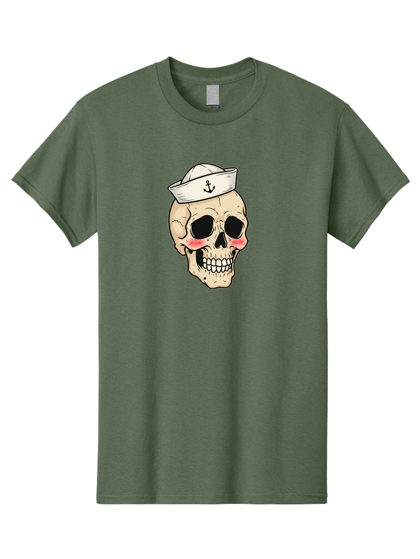 Skull-Sailor Men'S Graphic Tee, 100% Cotton, Comfortable Casual Summer Wear, Machine Washable, Skull Wearing Sailor Hat, Anchor Emblem, Cartoonish Grinning Skull, Nautical Theme, Kawaii Skull, Sailor Skull, Mermaid Skull, Skeleton Face, Bae278 11