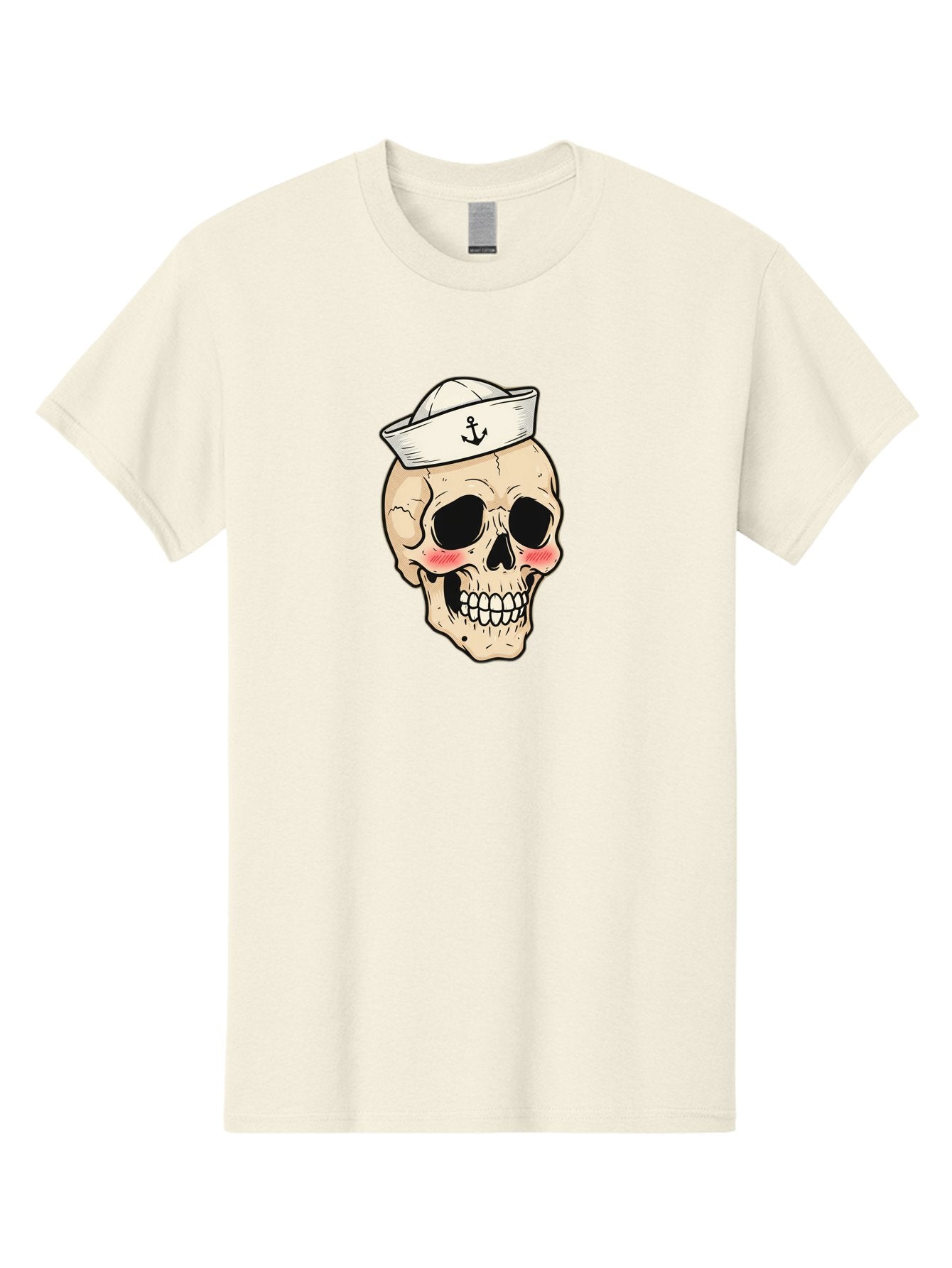 Skull-Sailor Men'S Graphic Tee, 100% Cotton, Comfortable Casual Summer Wear, Machine Washable, Skull Wearing Sailor Hat, Anchor Emblem, Cartoonish Grinning Skull, Nautical Theme, Kawaii Skull, Sailor Skull, Mermaid Skull, Skeleton Face, Bae278 4