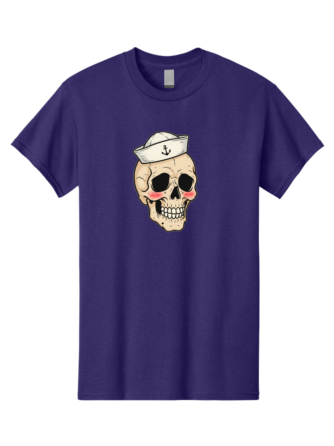 Skull-Sailor Men'S Graphic Tee, 100% Cotton, Comfortable Casual Summer Wear, Machine Washable, Skull Wearing Sailor Hat, Anchor Emblem, Cartoonish Grinning Skull, Nautical Theme, Kawaii Skull, Sailor Skull, Mermaid Skull, Skeleton Face, Bae278 7