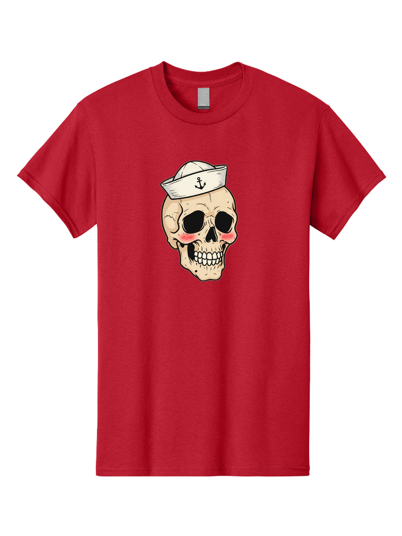 Skull-Sailor Men'S Graphic Tee, 100% Cotton, Comfortable Casual Summer Wear, Machine Washable, Skull Wearing Sailor Hat, Anchor Emblem, Cartoonish Grinning Skull, Nautical Theme, Kawaii Skull, Sailor Skull, Mermaid Skull, Skeleton Face, Bae278 15
