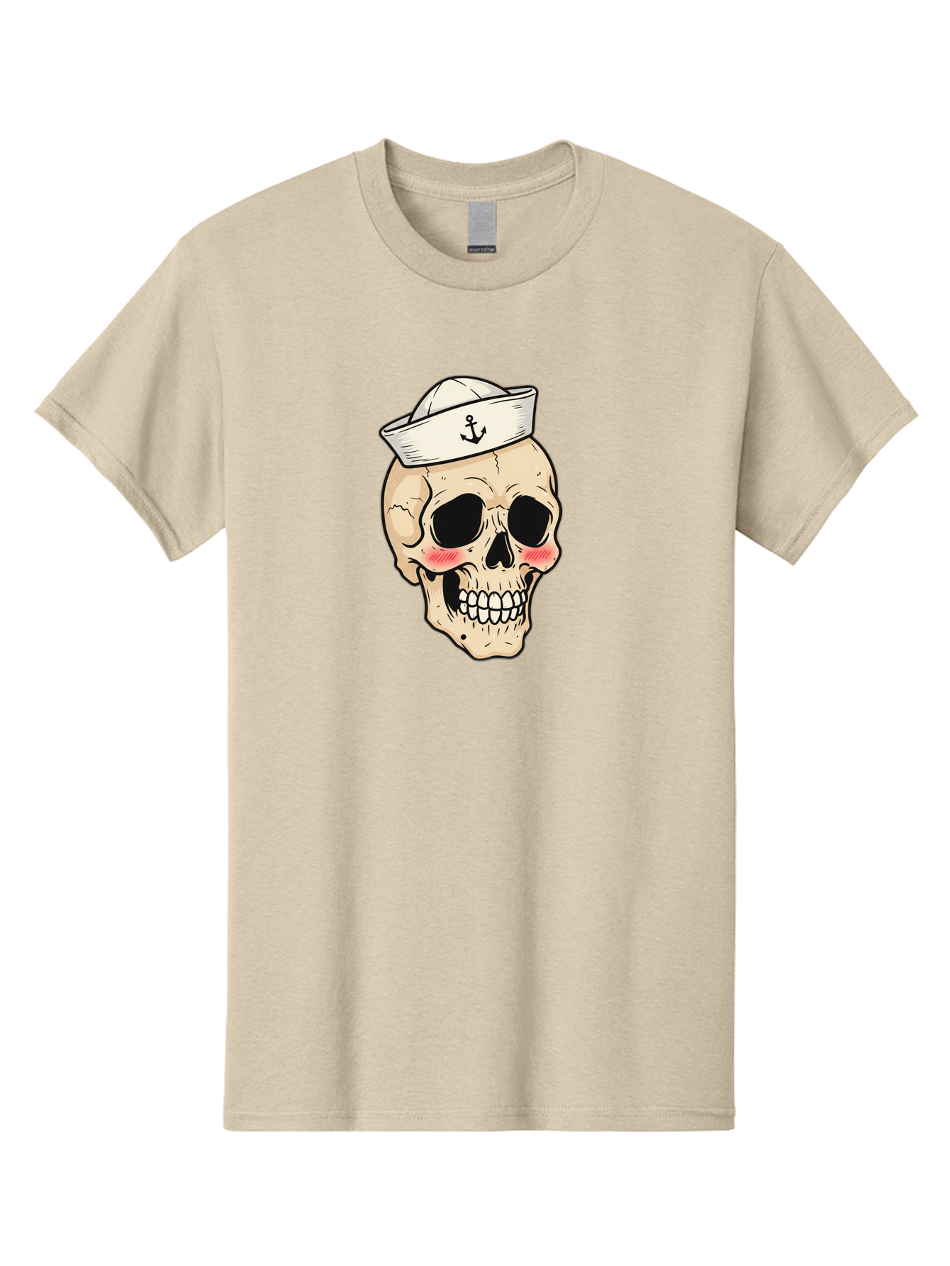 Skull-Sailor Men'S Graphic Tee, 100% Cotton, Comfortable Casual Summer Wear, Machine Washable, Skull Wearing Sailor Hat, Anchor Emblem, Cartoonish Grinning Skull, Nautical Theme, Kawaii Skull, Sailor Skull, Mermaid Skull, Skeleton Face, Bae278 14