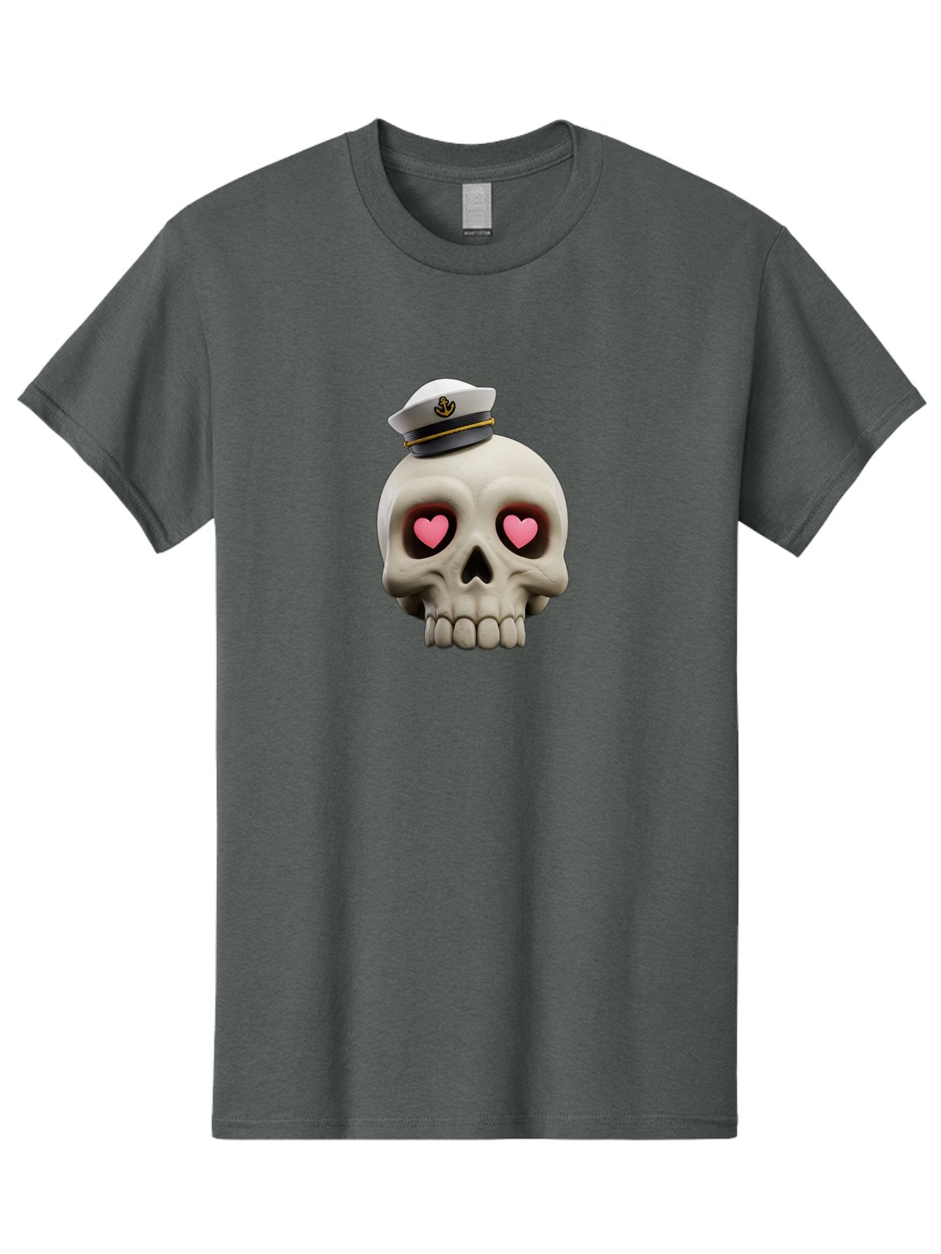 Skull-With-Captain-Hat Men'S Graphic Tee, 100% Cotton, Comfortable Casual Summer Wear, Machine Washable, Skull With Captain Hat, Heart Eyes, Nautical Theme, Halloween, Sugar Skull, Love, Pirate, Skull Art, Gothic, Skull Design Bae279 13