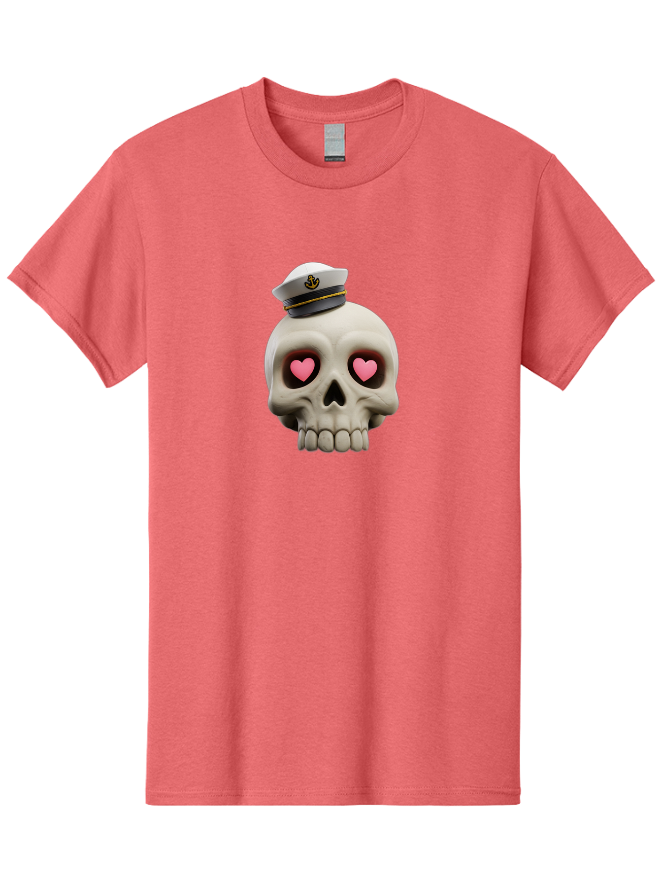 Skull-With-Captain-Hat Men'S Graphic Tee, 100% Cotton, Comfortable Casual Summer Wear, Machine Washable, Skull With Captain Hat, Heart Eyes, Nautical Theme, Halloween, Sugar Skull, Love, Pirate, Skull Art, Gothic, Skull Design Bae279 13
