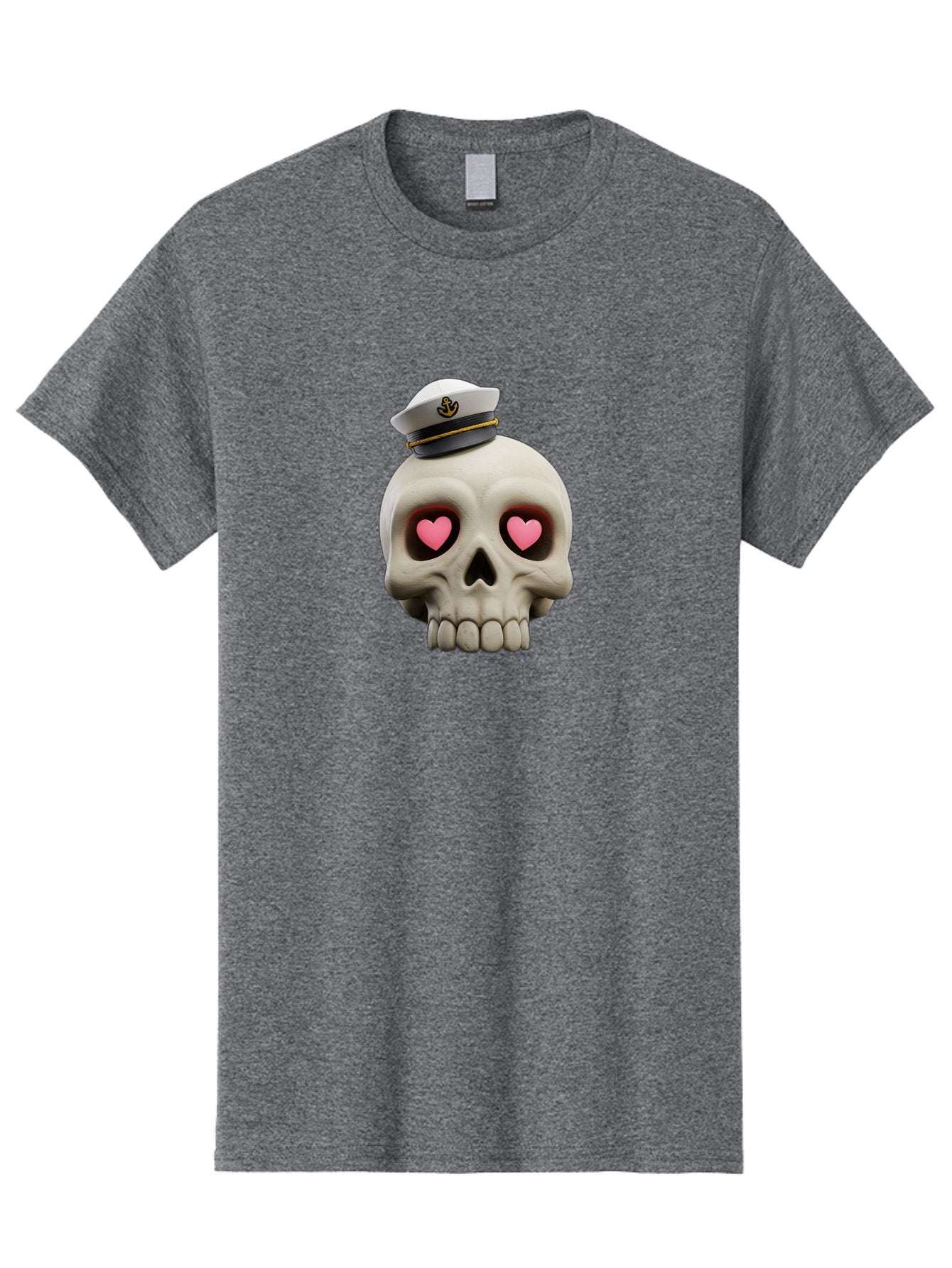 Skull-With-Captain-Hat Men'S Graphic Tee, 100% Cotton, Comfortable Casual Summer Wear, Machine Washable, Skull With Captain Hat, Heart Eyes, Nautical Theme, Halloween, Sugar Skull, Love, Pirate, Skull Art, Gothic, Skull Design Bae279 8