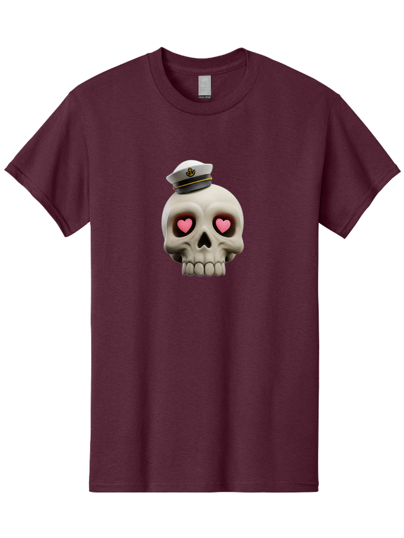 Skull-With-Captain-Hat Men'S Graphic Tee, 100% Cotton, Comfortable Casual Summer Wear, Machine Washable, Skull With Captain Hat, Heart Eyes, Nautical Theme, Halloween, Sugar Skull, Love, Pirate, Skull Art, Gothic, Skull Design Bae279 11