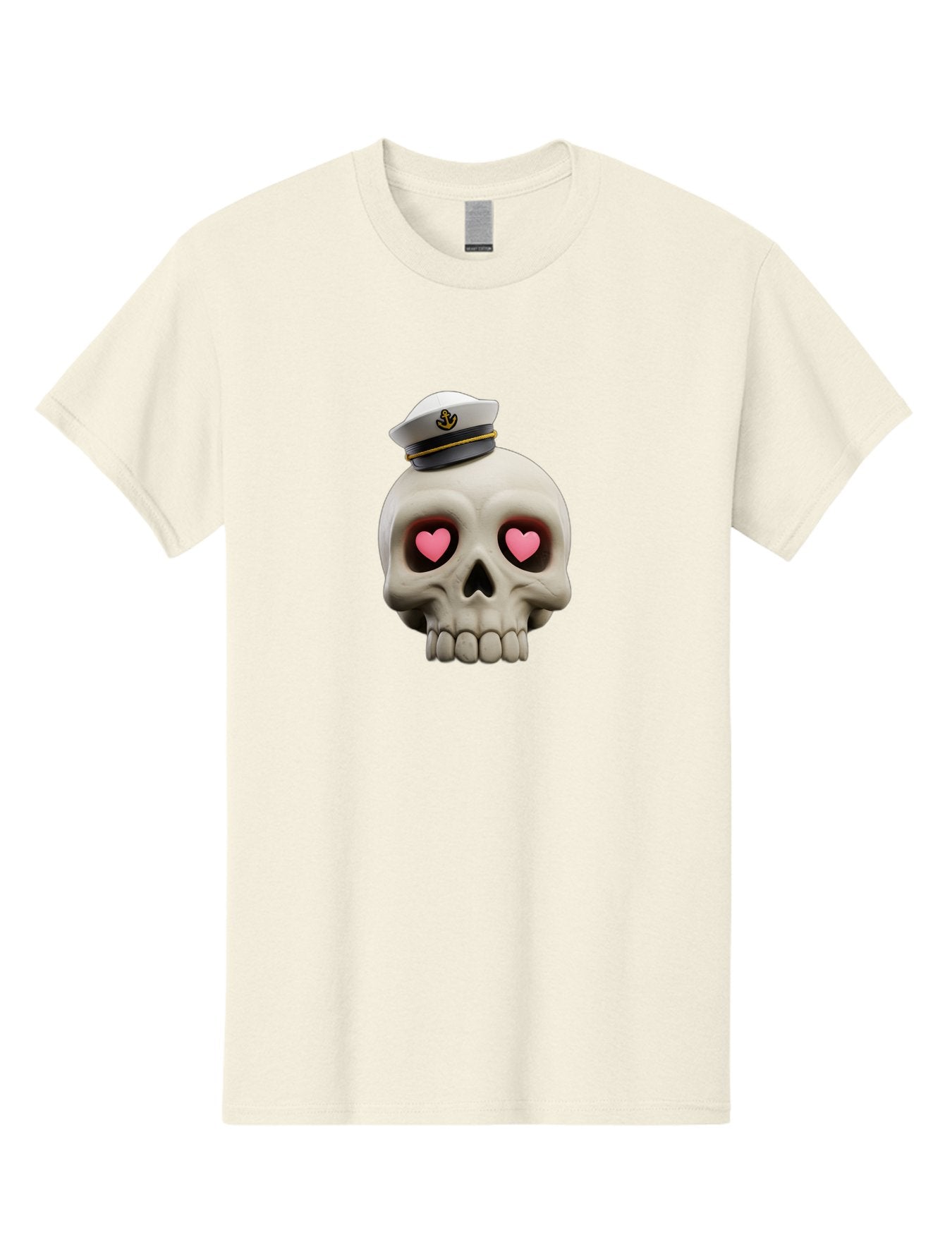 Skull-With-Captain-Hat Men'S Graphic Tee, 100% Cotton, Comfortable Casual Summer Wear, Machine Washable, Skull With Captain Hat, Heart Eyes, Nautical Theme, Halloween, Sugar Skull, Love, Pirate, Skull Art, Gothic, Skull Design Bae279 15