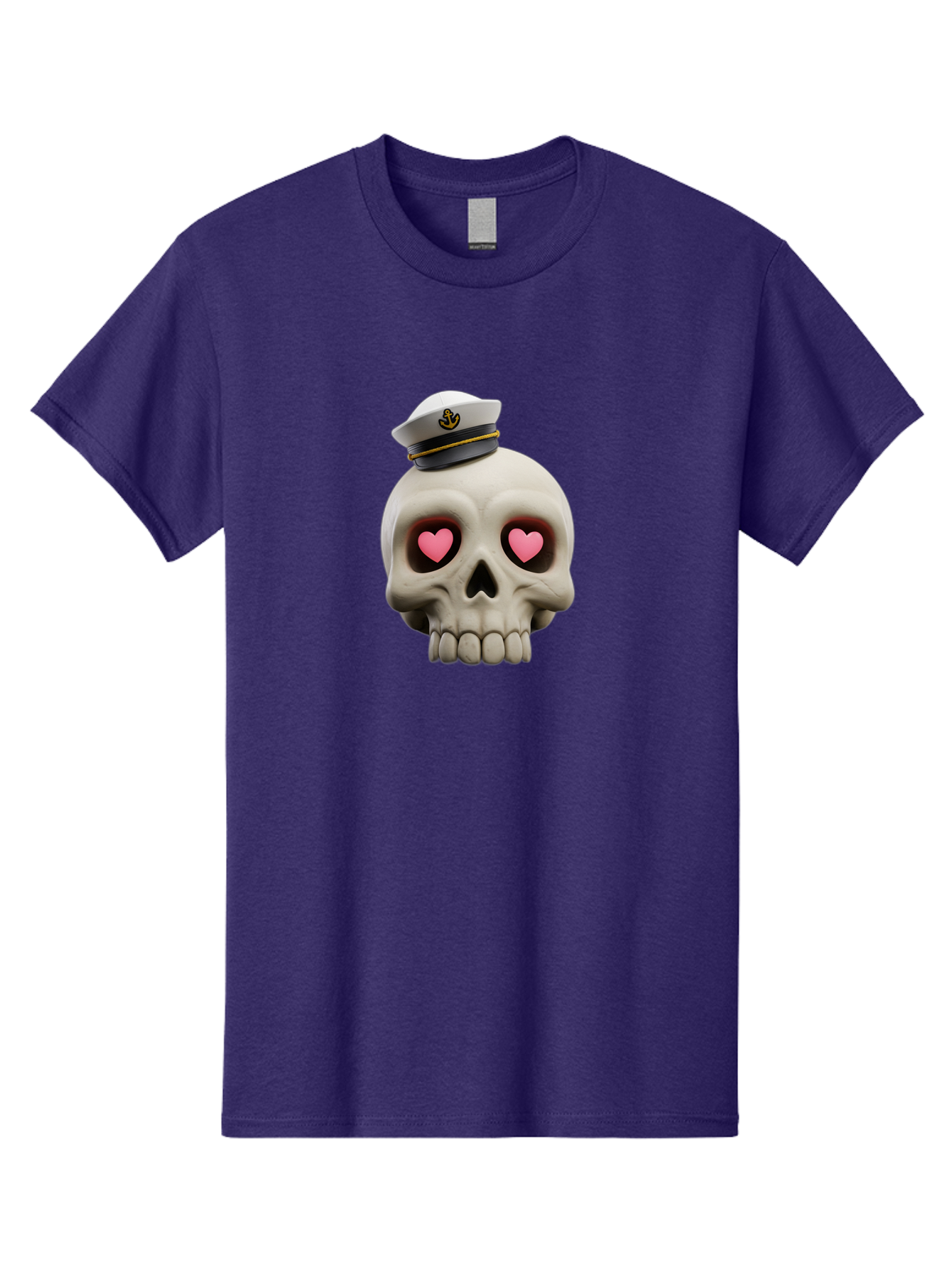 Skull-With-Captain-Hat Men'S Graphic Tee, 100% Cotton, Comfortable Casual Summer Wear, Machine Washable, Skull With Captain Hat, Heart Eyes, Nautical Theme, Halloween, Sugar Skull, Love, Pirate, Skull Art, Gothic, Skull Design Bae279 10