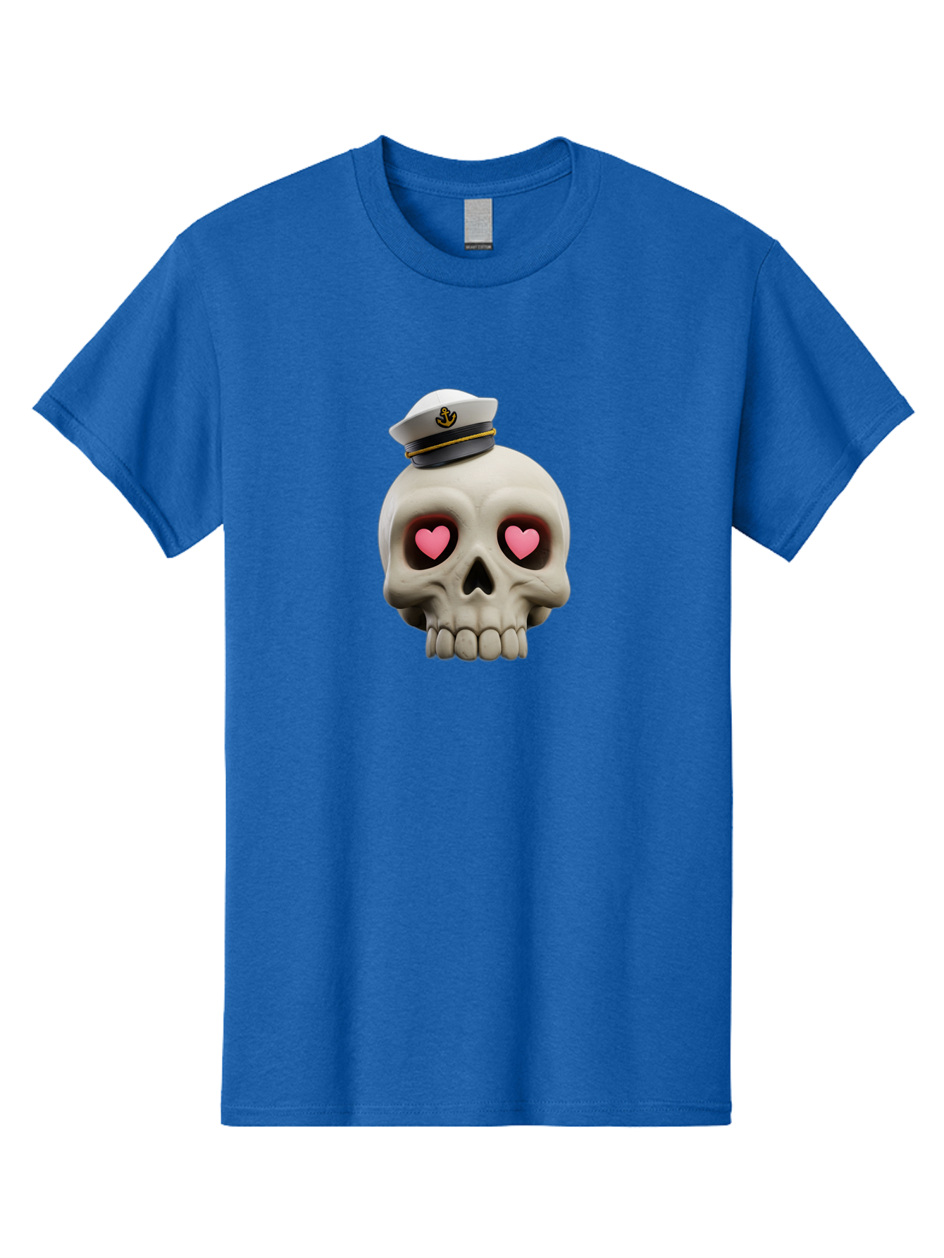 Skull-With-Captain-Hat Men'S Graphic Tee, 100% Cotton, Comfortable Casual Summer Wear, Machine Washable, Skull With Captain Hat, Heart Eyes, Nautical Theme, Halloween, Sugar Skull, Love, Pirate, Skull Art, Gothic, Skull Design Bae279 14