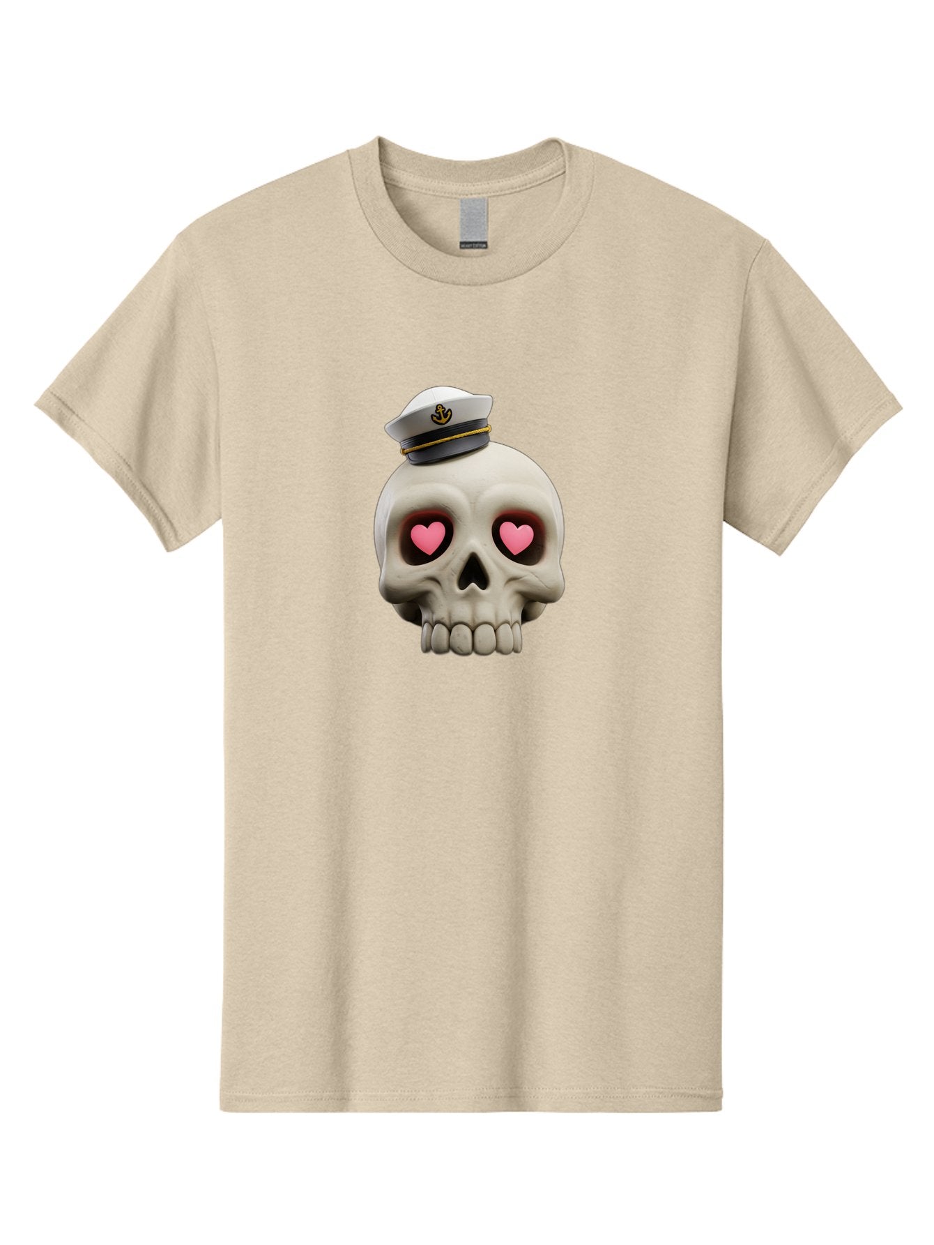 Skull-With-Captain-Hat Men'S Graphic Tee, 100% Cotton, Comfortable Casual Summer Wear, Machine Washable, Skull With Captain Hat, Heart Eyes, Nautical Theme, Halloween, Sugar Skull, Love, Pirate, Skull Art, Gothic, Skull Design Bae279 12
