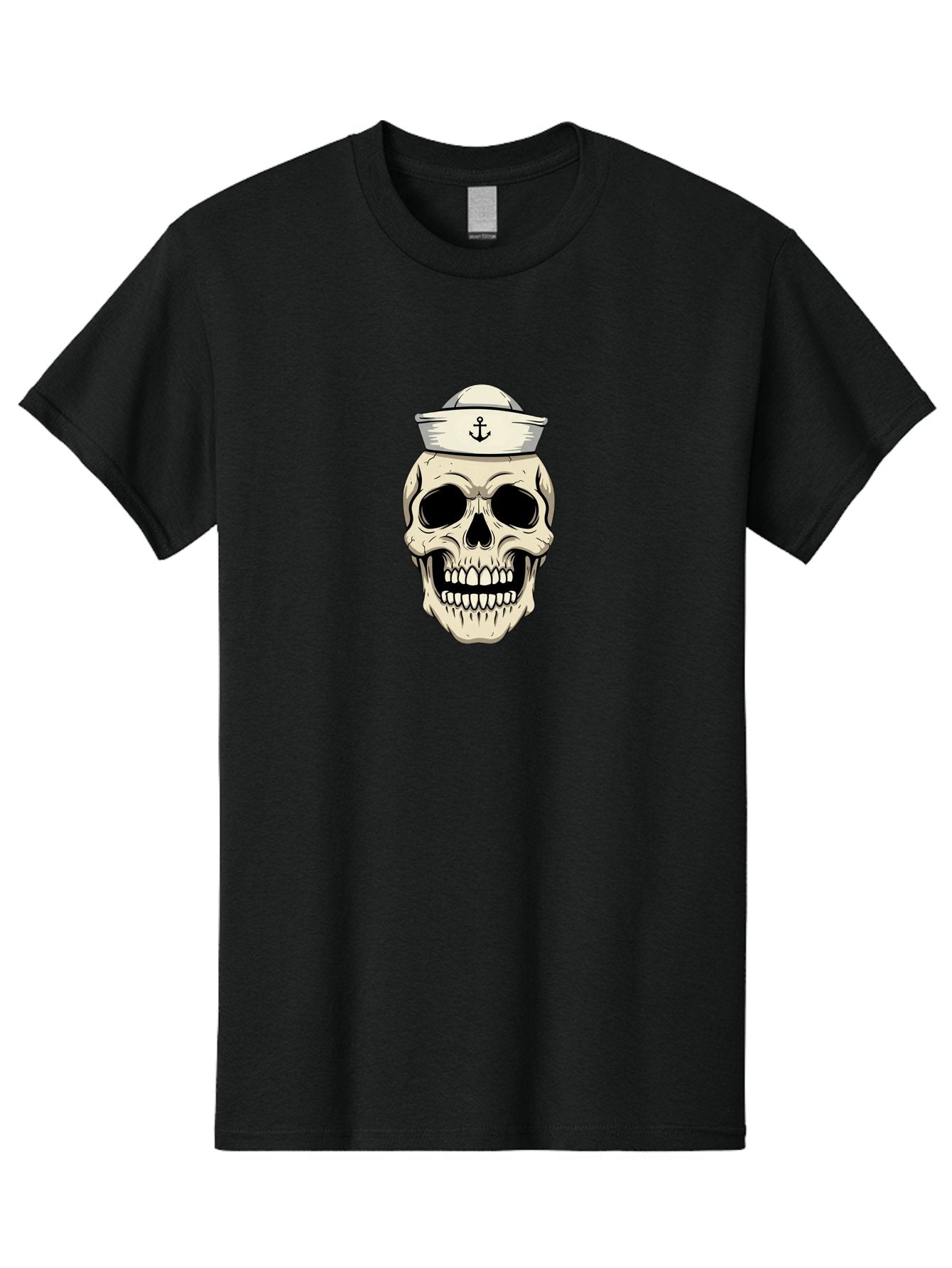 Skull-With-Sailor-Hat-1 Men'S Graphic Tee, 100% Cotton, Comfortable Casual Summer Wear, Machine Washable, Sailor Skull, Anchor Hat, Skull Art, Nautical Theme, Vintage Illustration, Pirate Symbol, Gothic Style, Sailor Hat, Anchor Emblem, Bae280 8