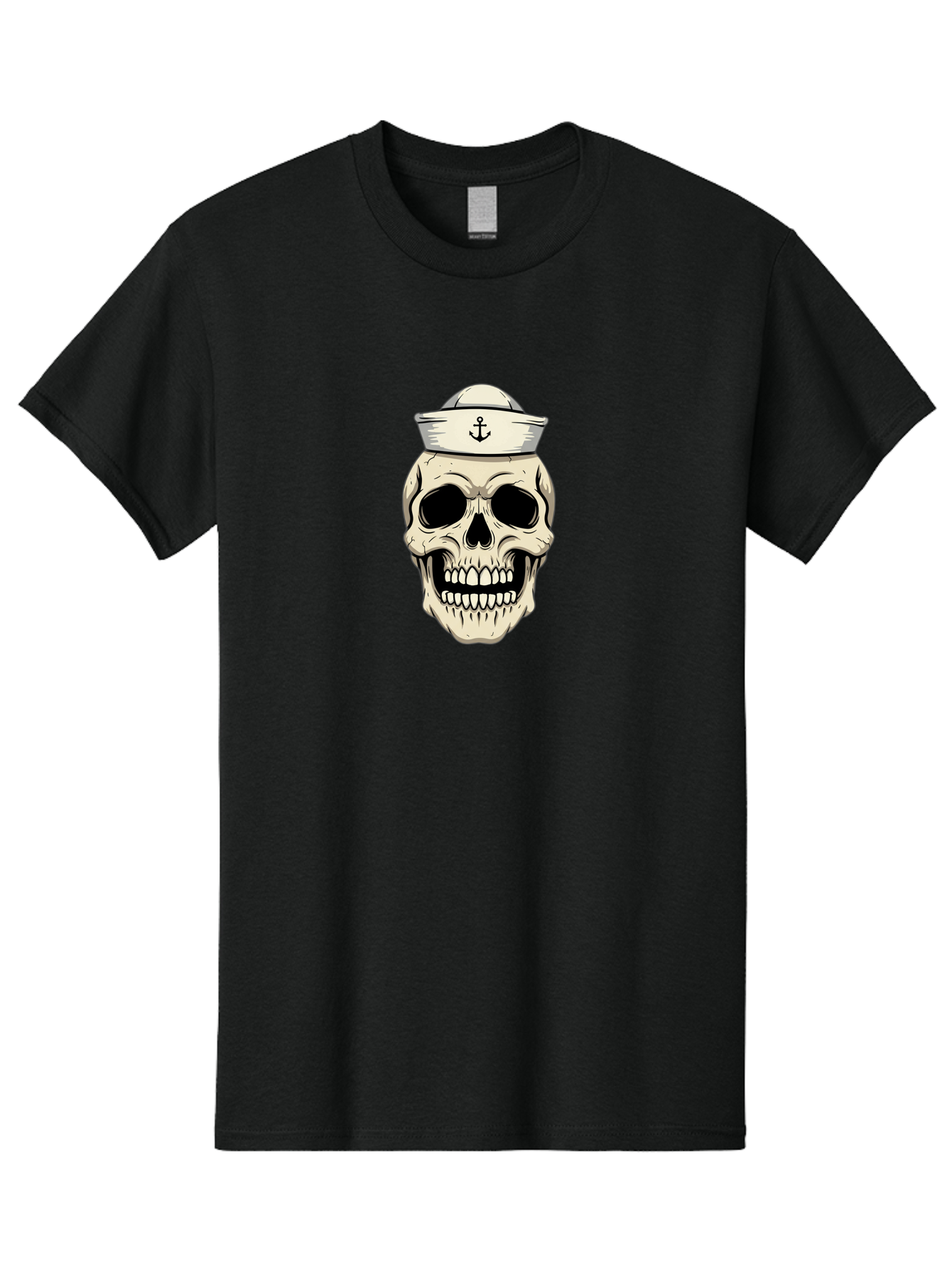 Skull-With-Sailor-Hat-1 Men'S Graphic Tee, 100% Cotton, Comfortable Casual Summer Wear, Machine Washable, Sailor Skull, Anchor Hat, Skull Art, Nautical Theme, Vintage Illustration, Pirate Symbol, Gothic Style, Sailor Hat, Anchor Emblem, Bae280 6