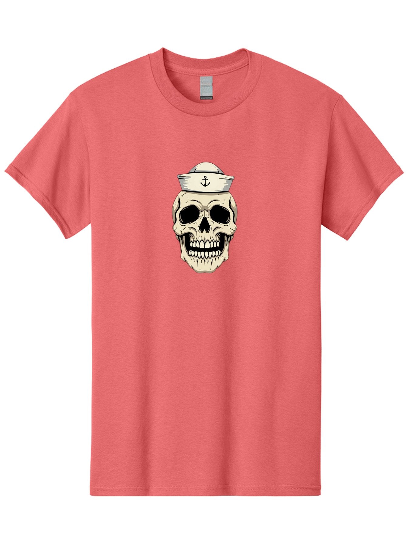 Skull-With-Sailor-Hat-1 Men'S Graphic Tee, 100% Cotton, Comfortable Casual Summer Wear, Machine Washable, Sailor Skull, Anchor Hat, Skull Art, Nautical Theme, Vintage Illustration, Pirate Symbol, Gothic Style, Sailor Hat, Anchor Emblem, Bae280 9